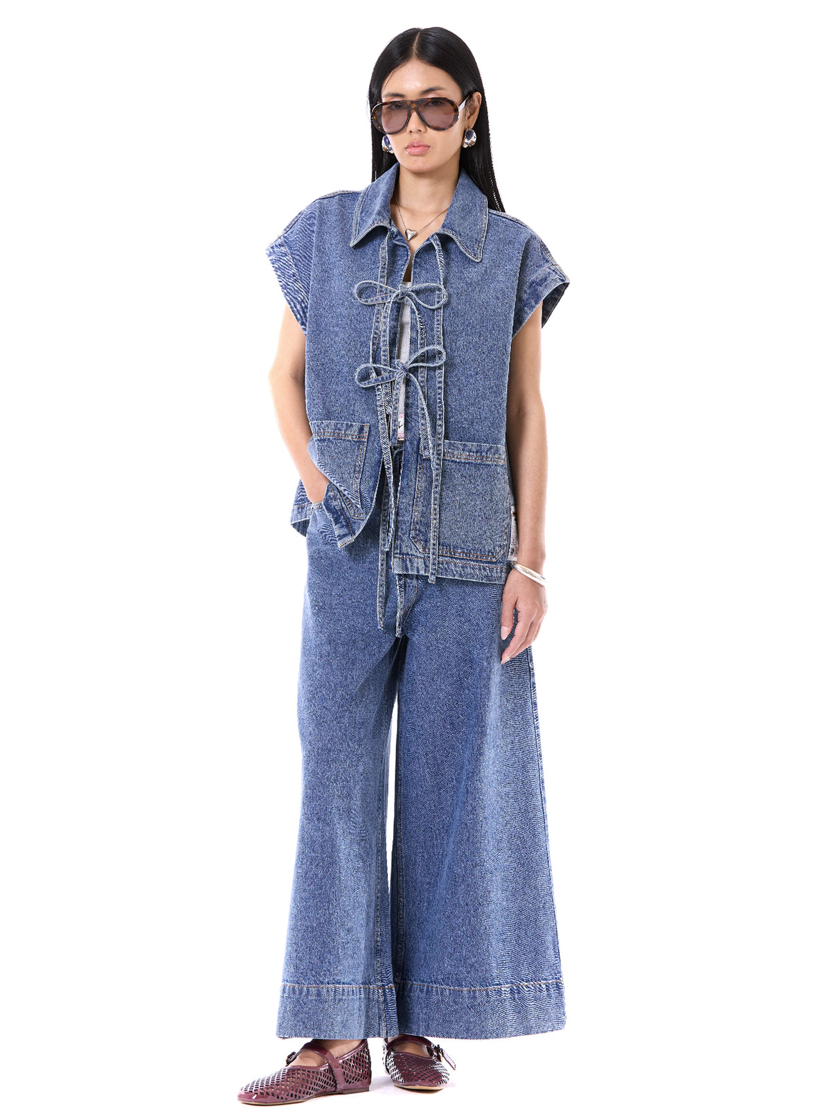 Distressed Tie-up Vest
