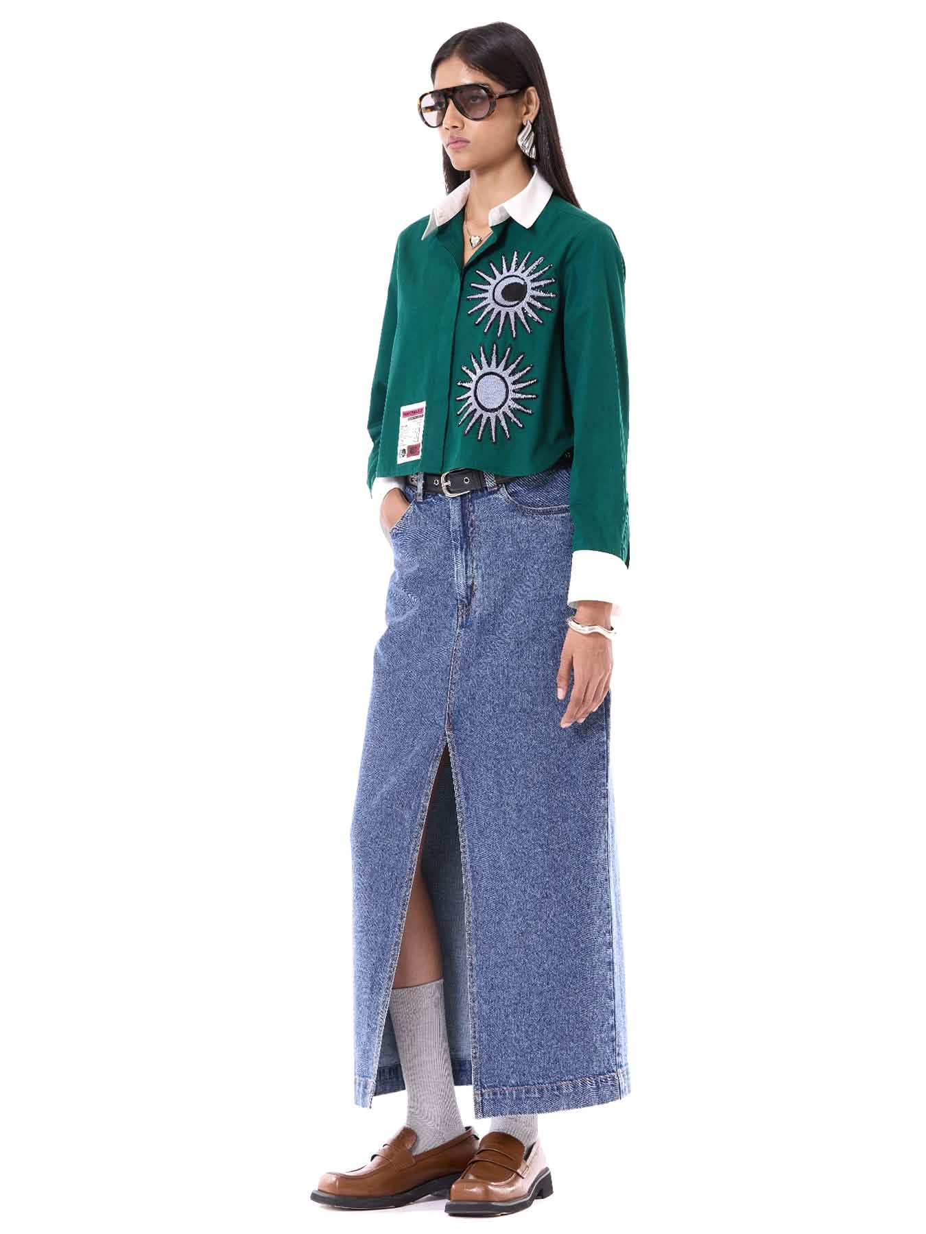Embroidered Cropped Shirt