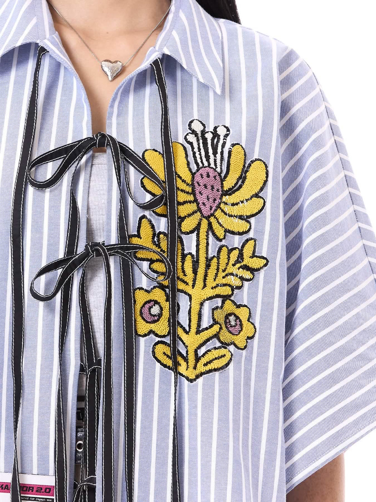 Embroidered Kaftan Tie-up Shirt