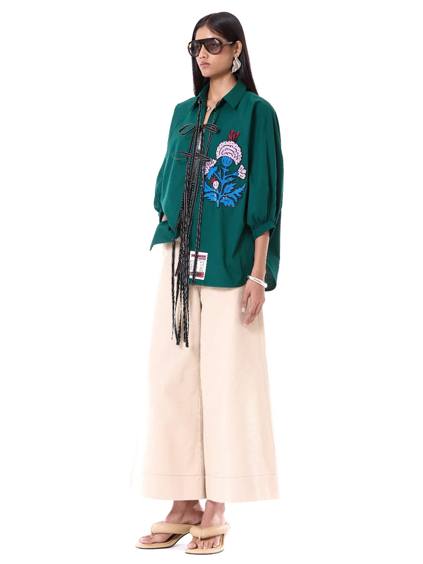 Embroidered Tie-up Shirt