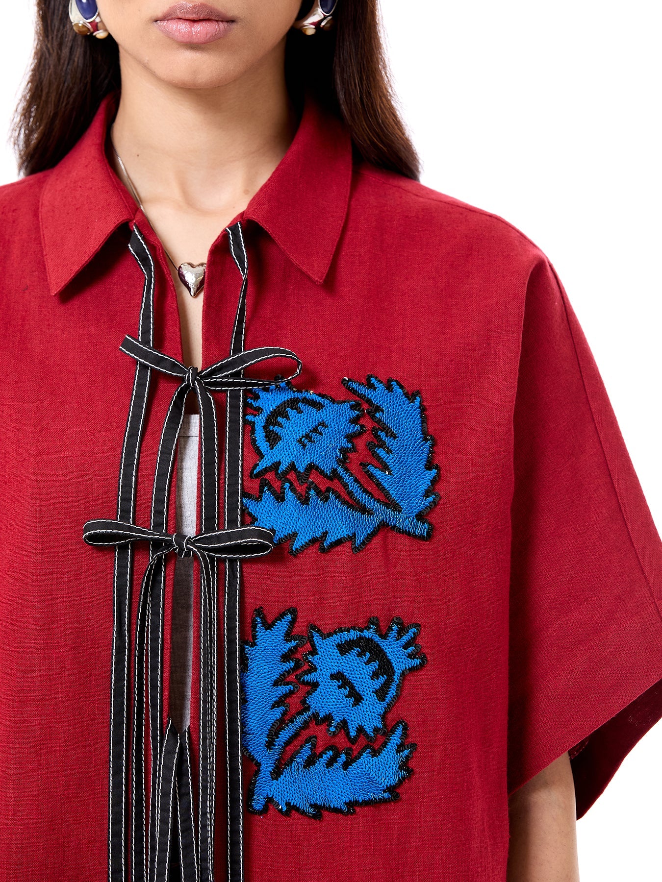 Embroidered Tie-up Shirt