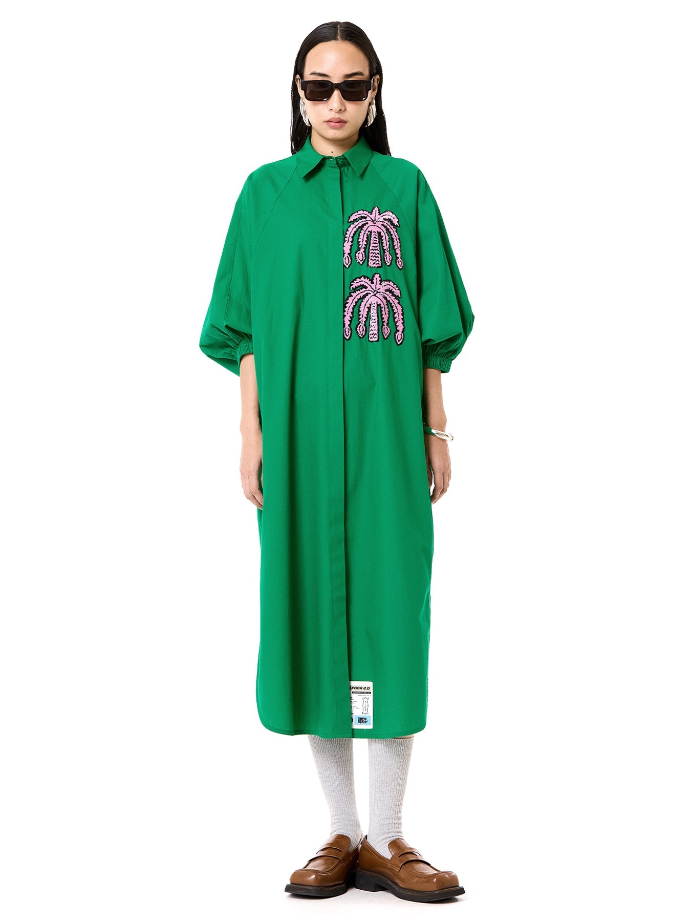 Embroidered Wing Shirt Dress