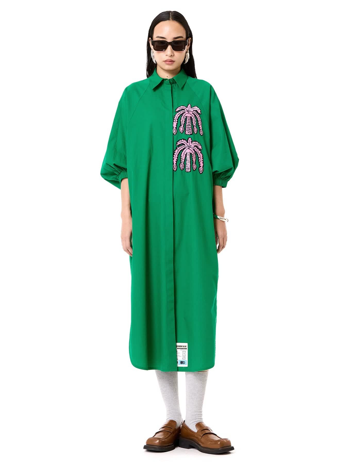 Embroidered Wing Shirt Dress