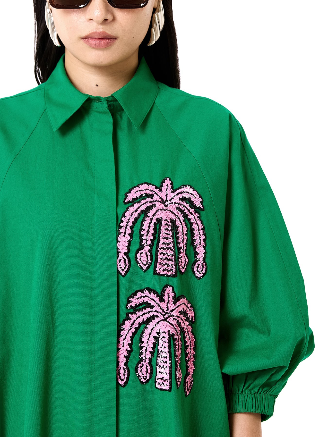 Embroidered Wing Shirt Dress