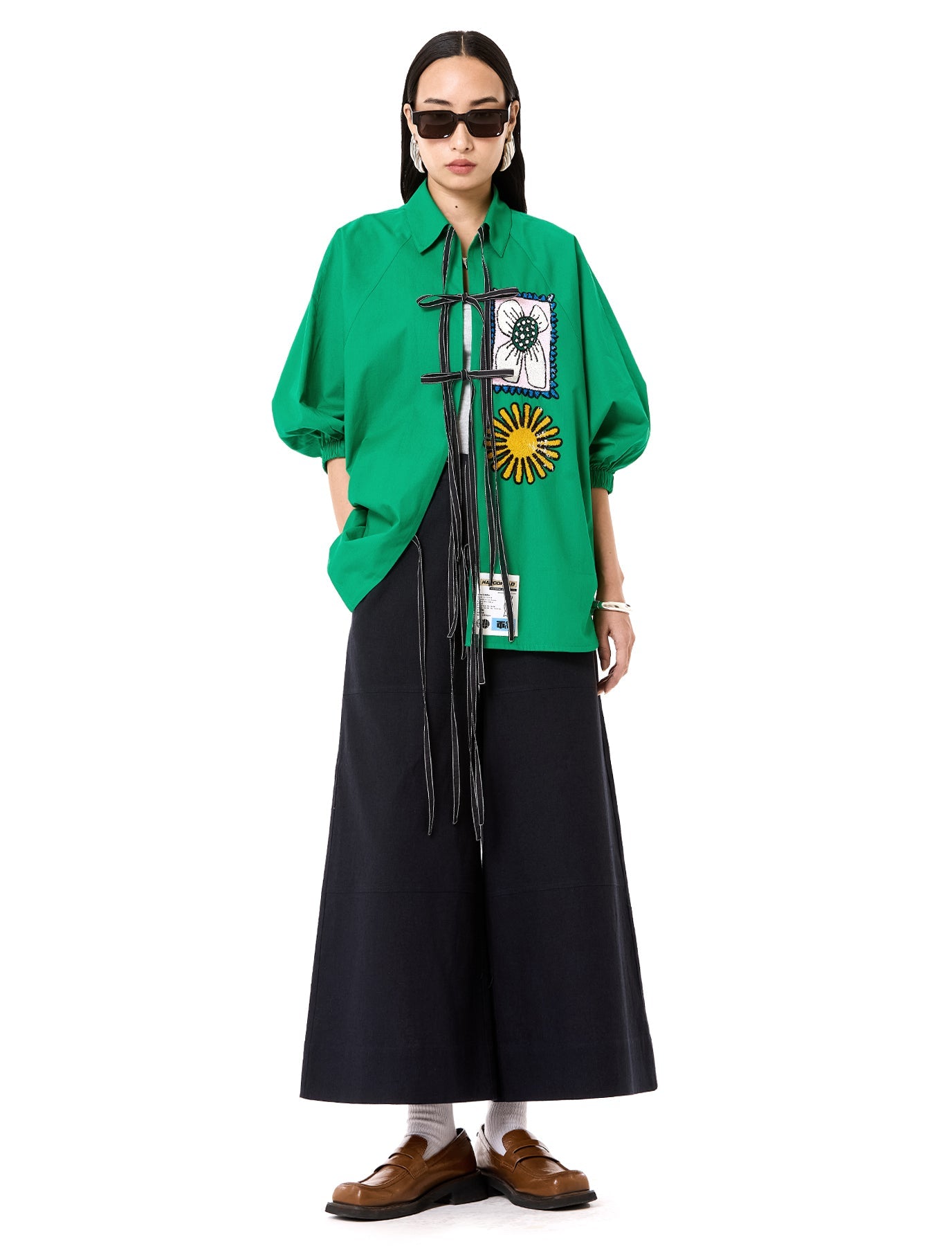 Embroidered Wing Tie-up Shirt