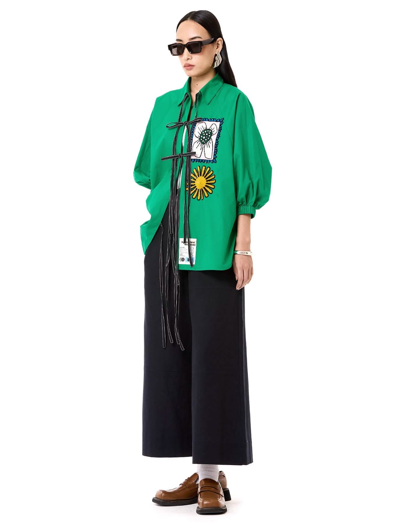 Embroidered Wing Tie-up Shirt