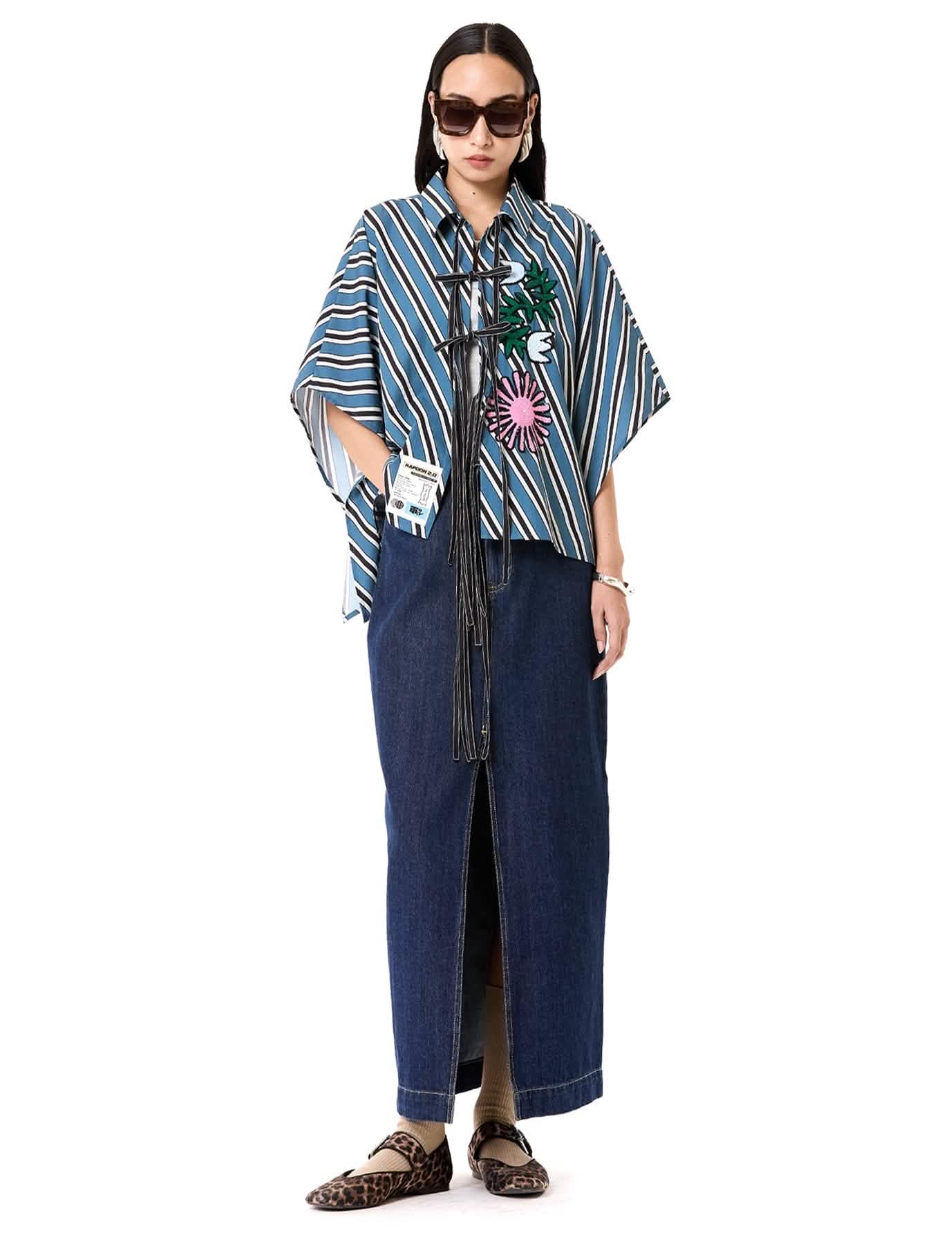 Embroidered Kaftan Tie-up Shirt