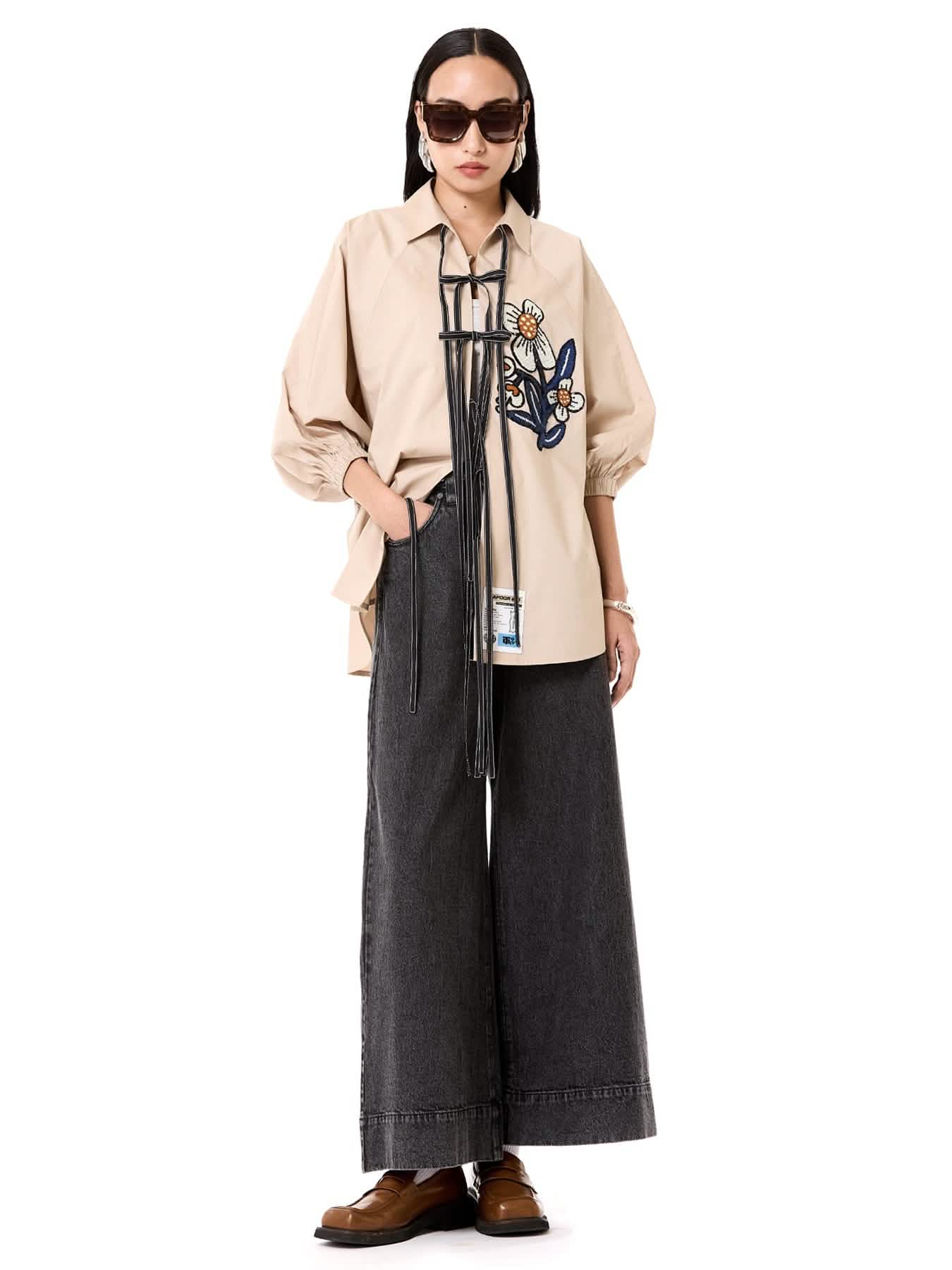 Embroidered Wing Tie-up Shirt