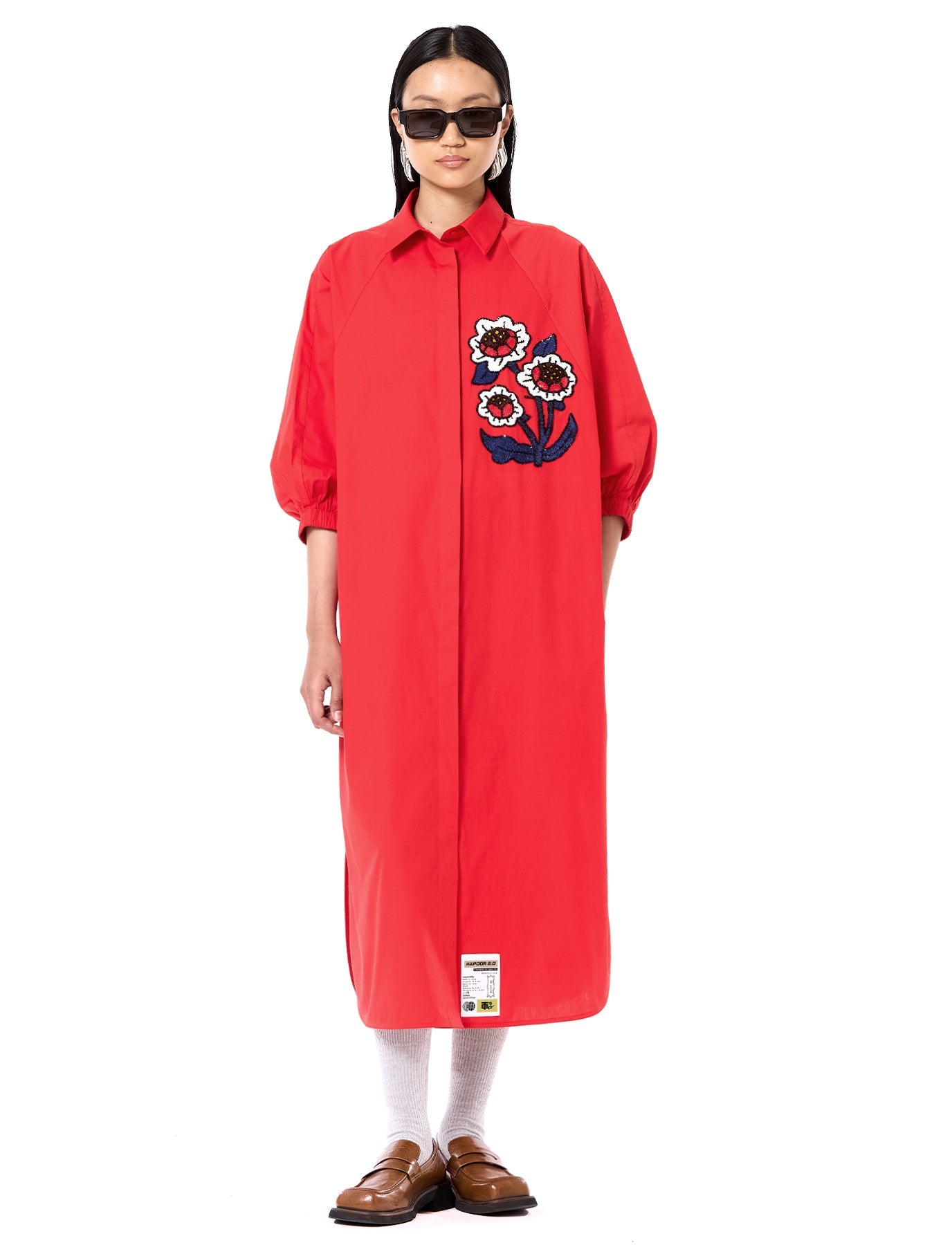 Embroidered Wing Shirt Dress