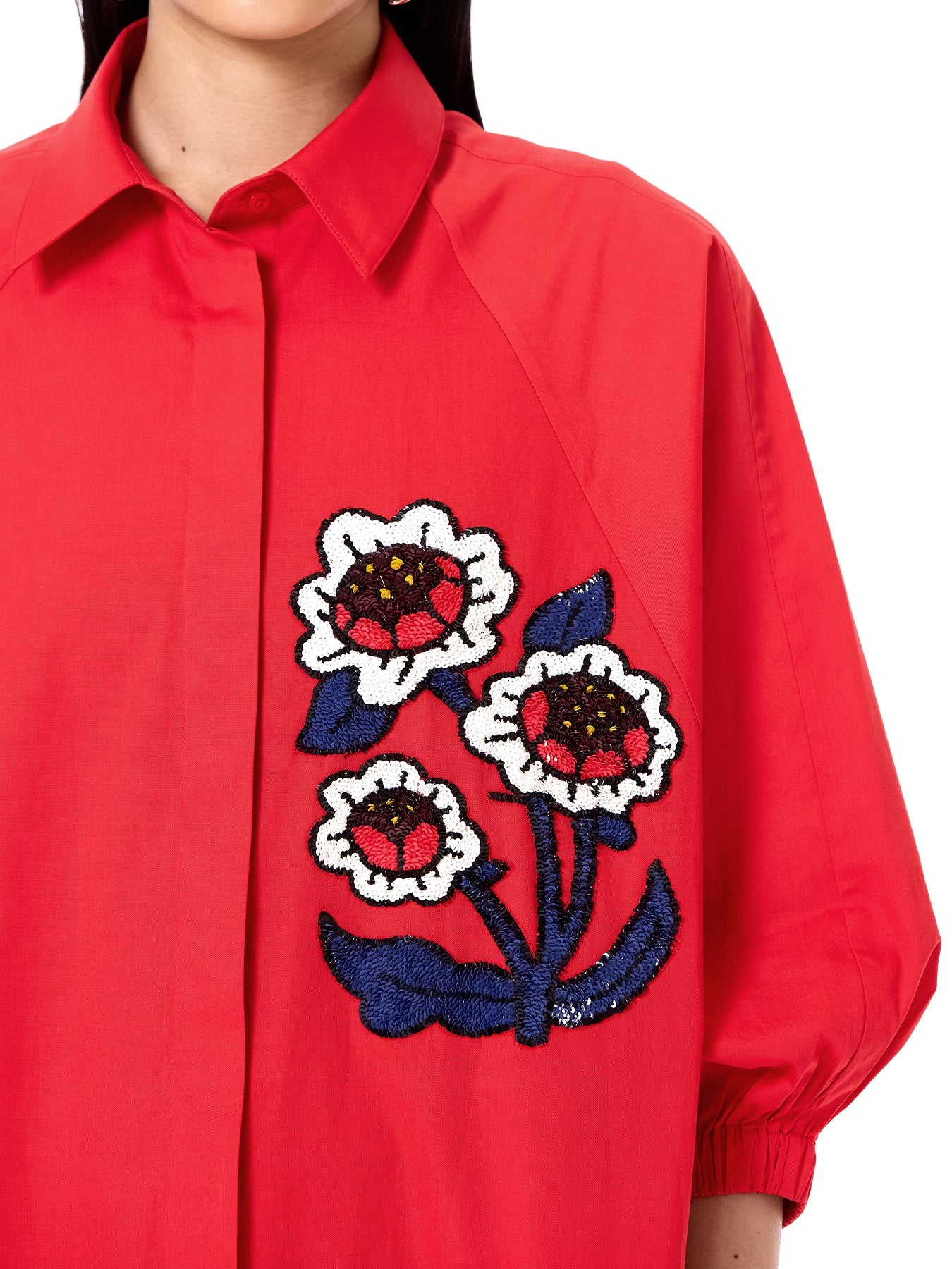 Embroidered Wing Shirt Dress