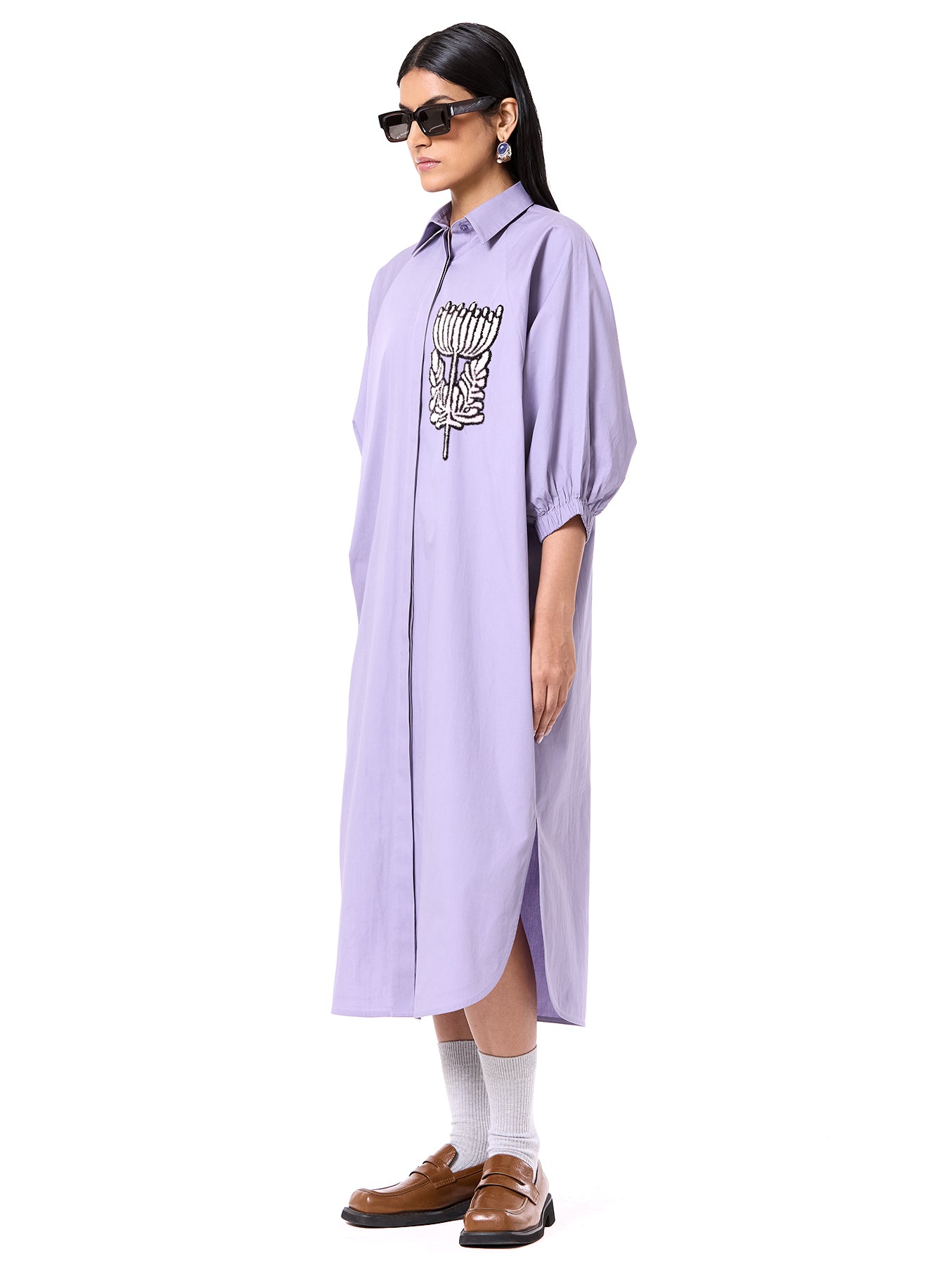 Embroidered Wing Shirt Dress