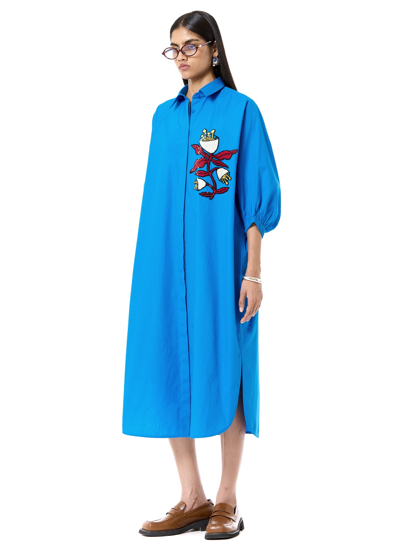 Embroidered Wing Shirt Dress
