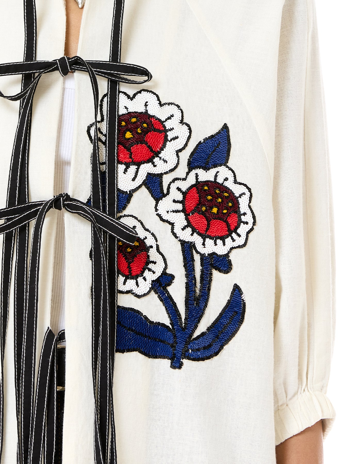 Embroidered Wing Tie-up Shirt
