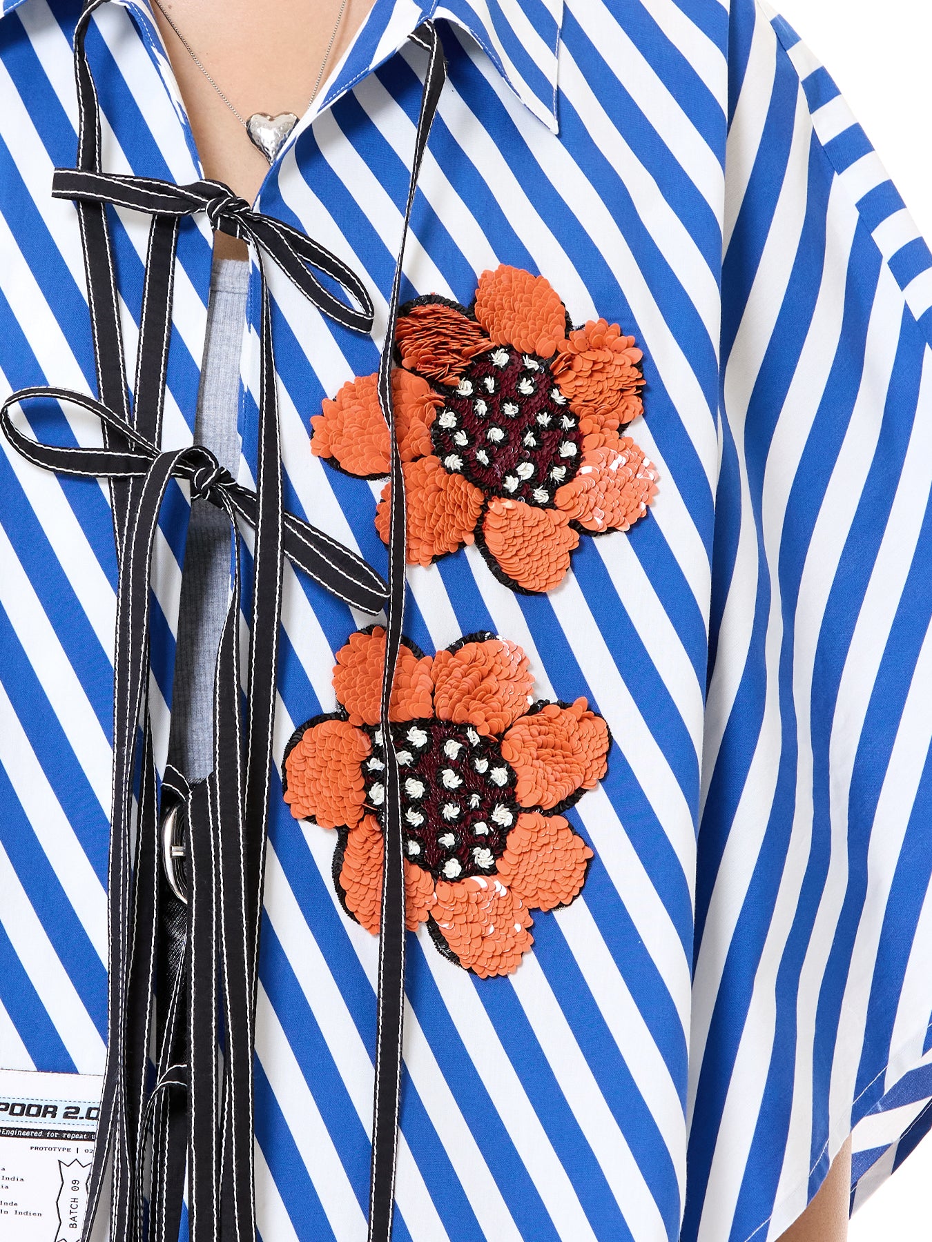 Embroidered Kaftan Tie-up Shirt