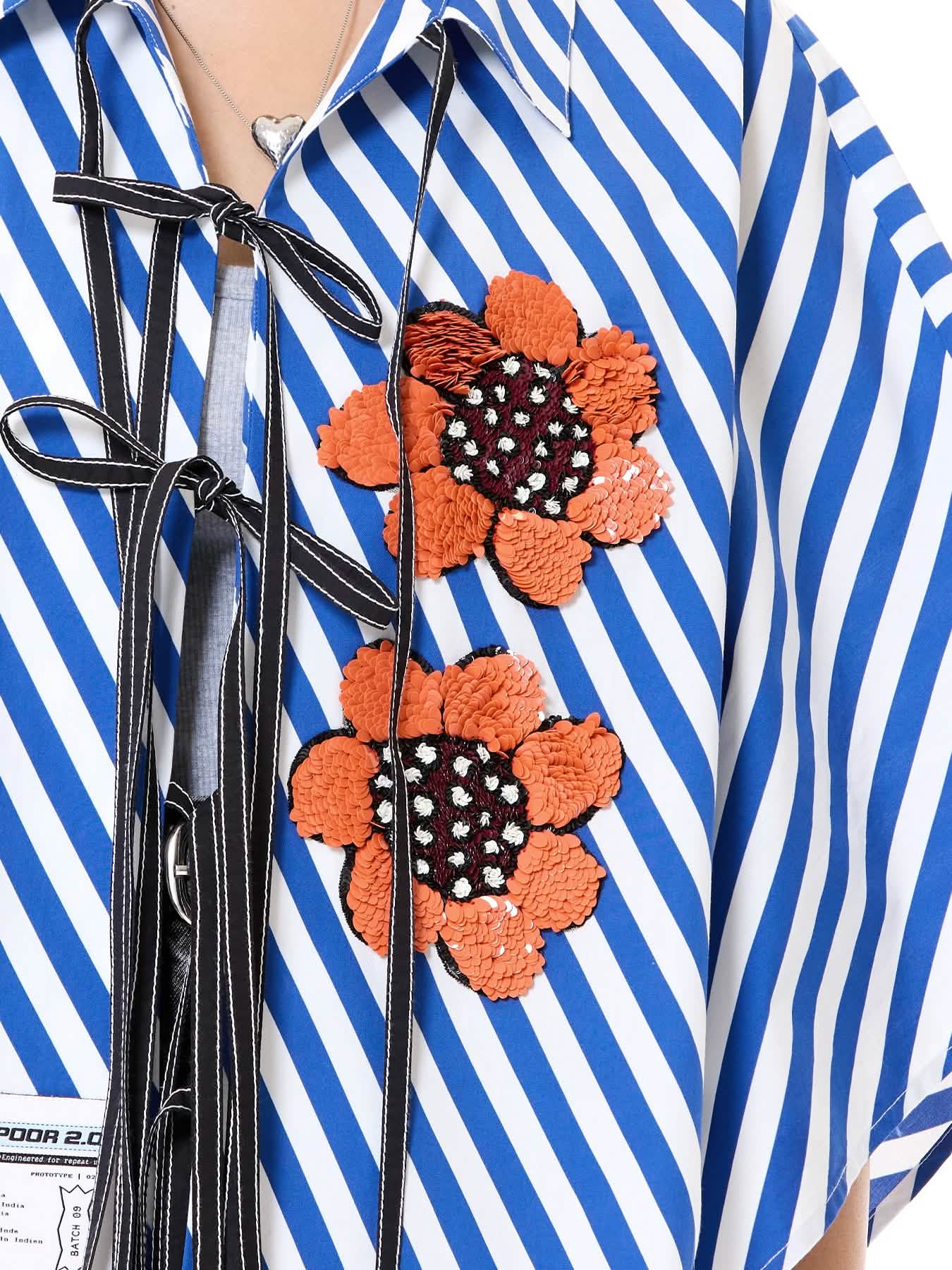 Embroidered Kaftan Tie-up Shirt