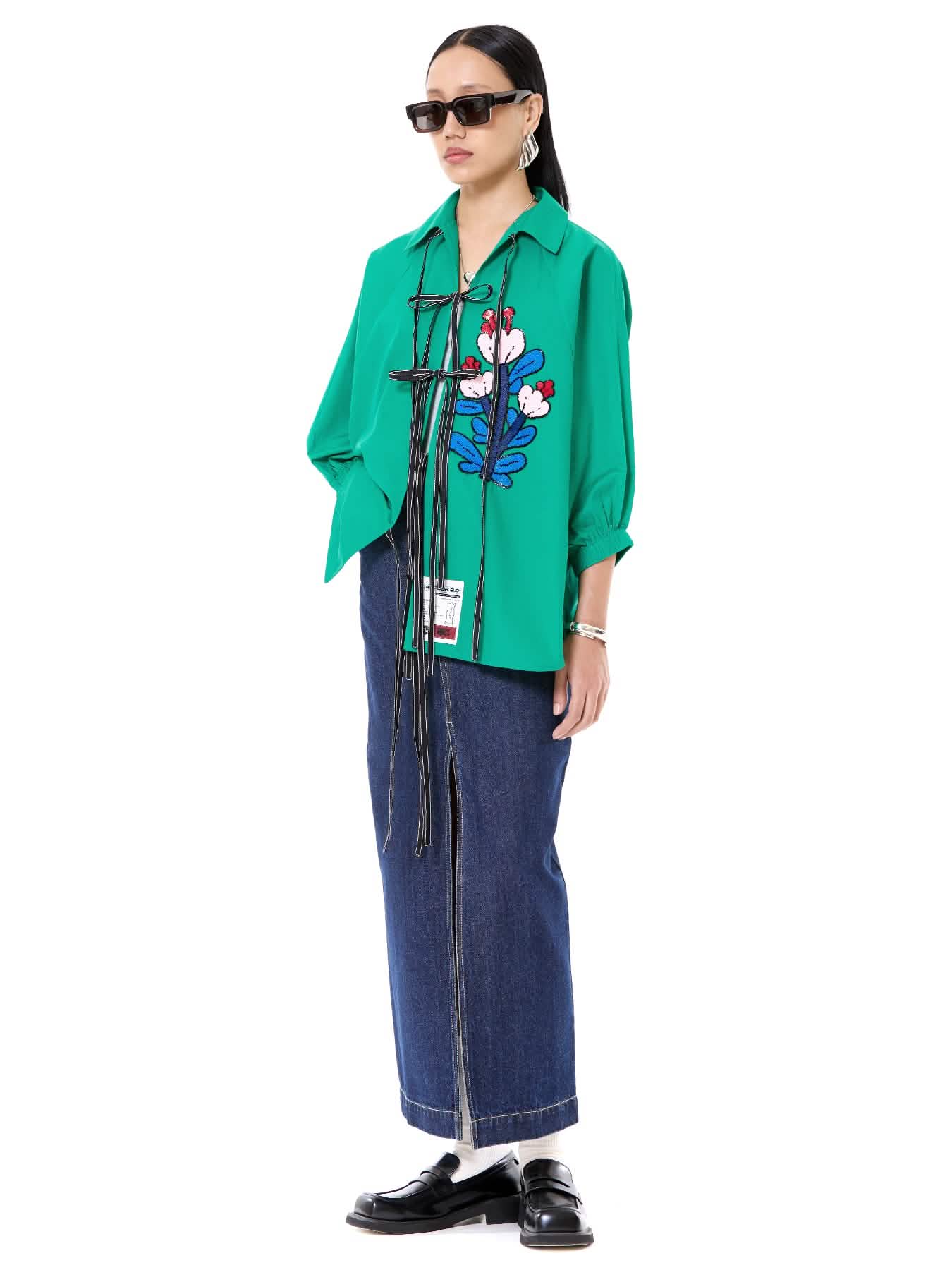 Embroidered Wing Tie-up Shirt
