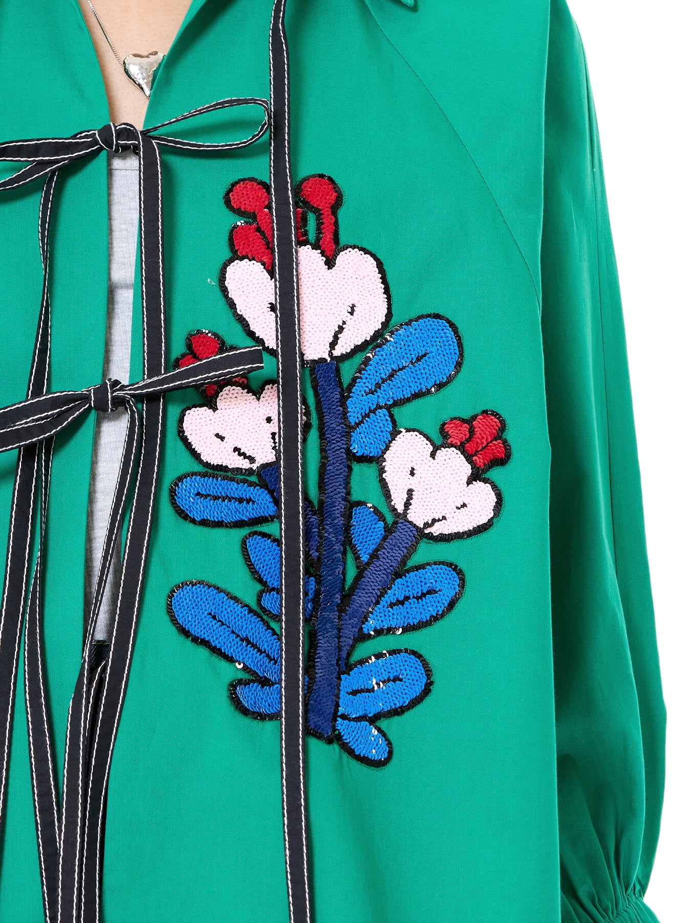 Embroidered Wing Tie-up Shirt