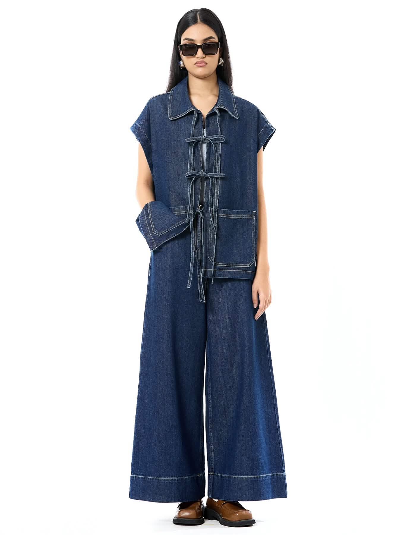 Distressed Tie-up Vest