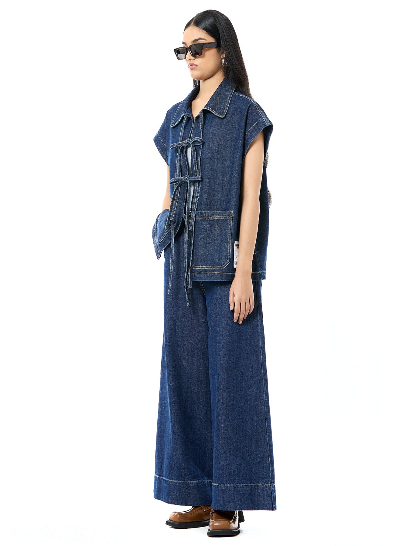 Distressed Tie-up Vest