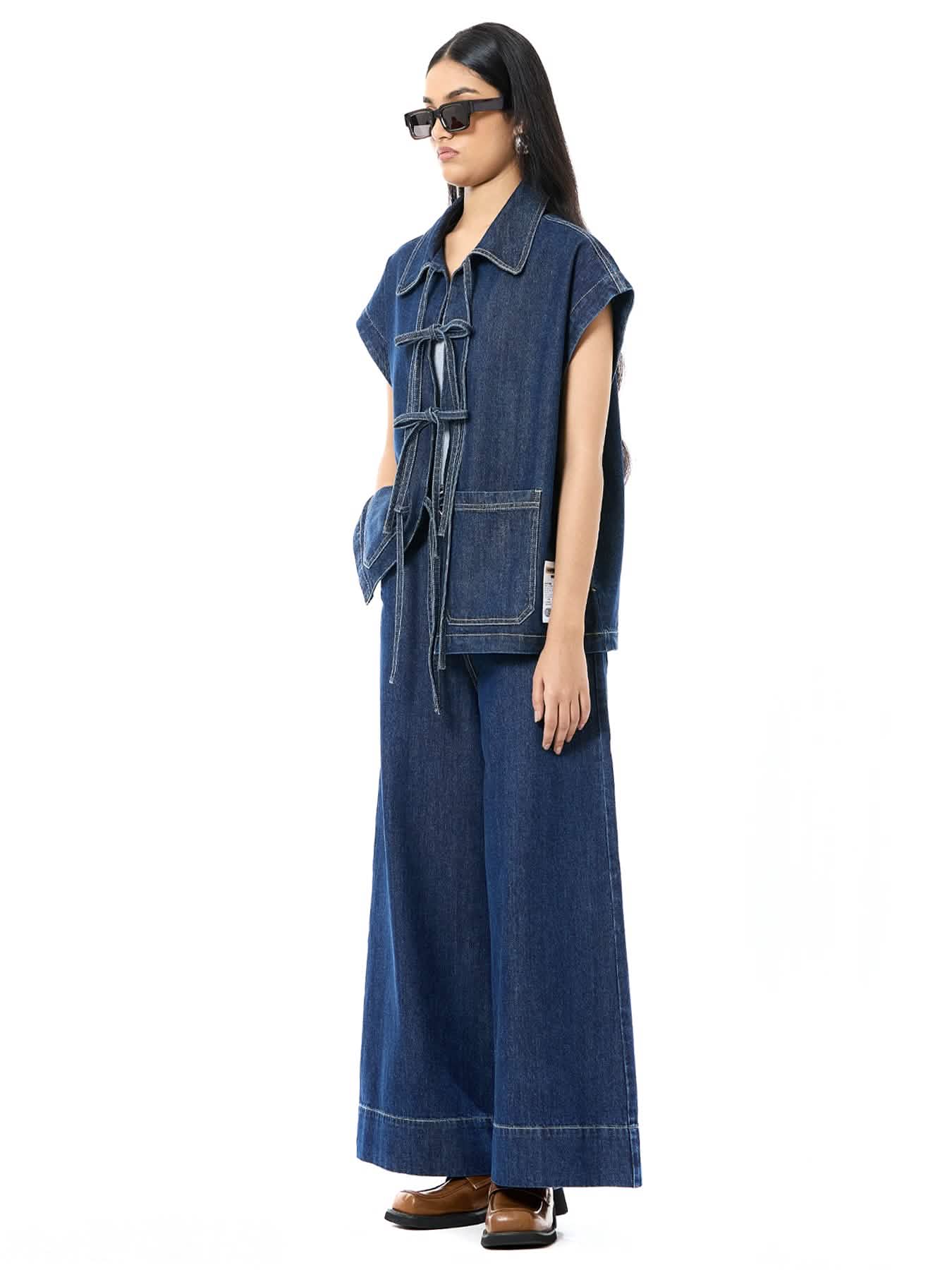 Distressed Tie-up Vest