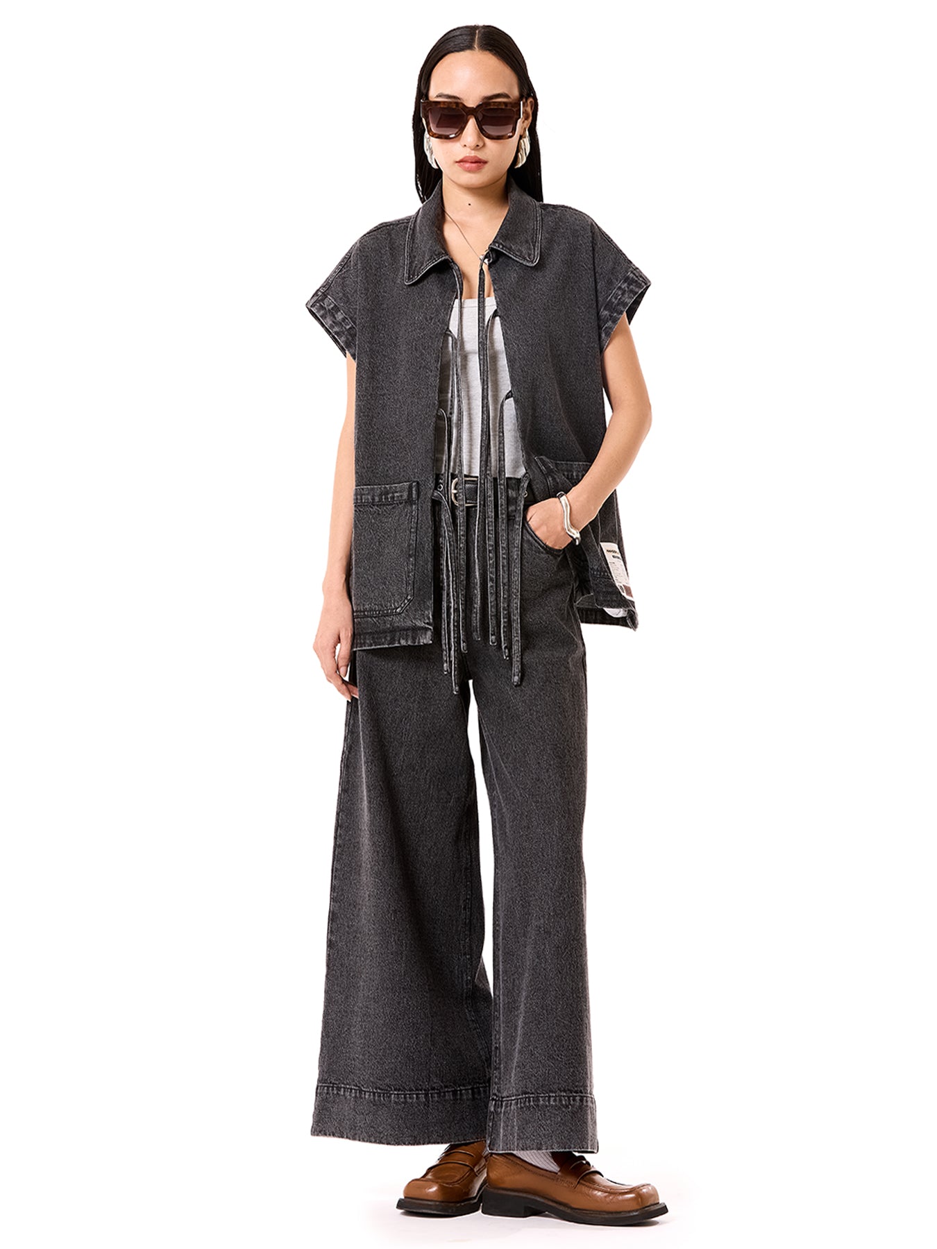 Distressed Tie-up Vest