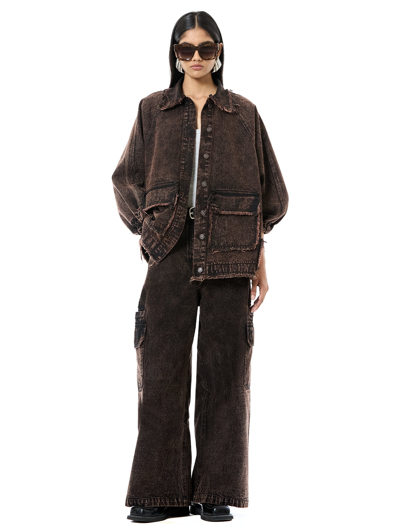 Raw Edge Denim Shacket