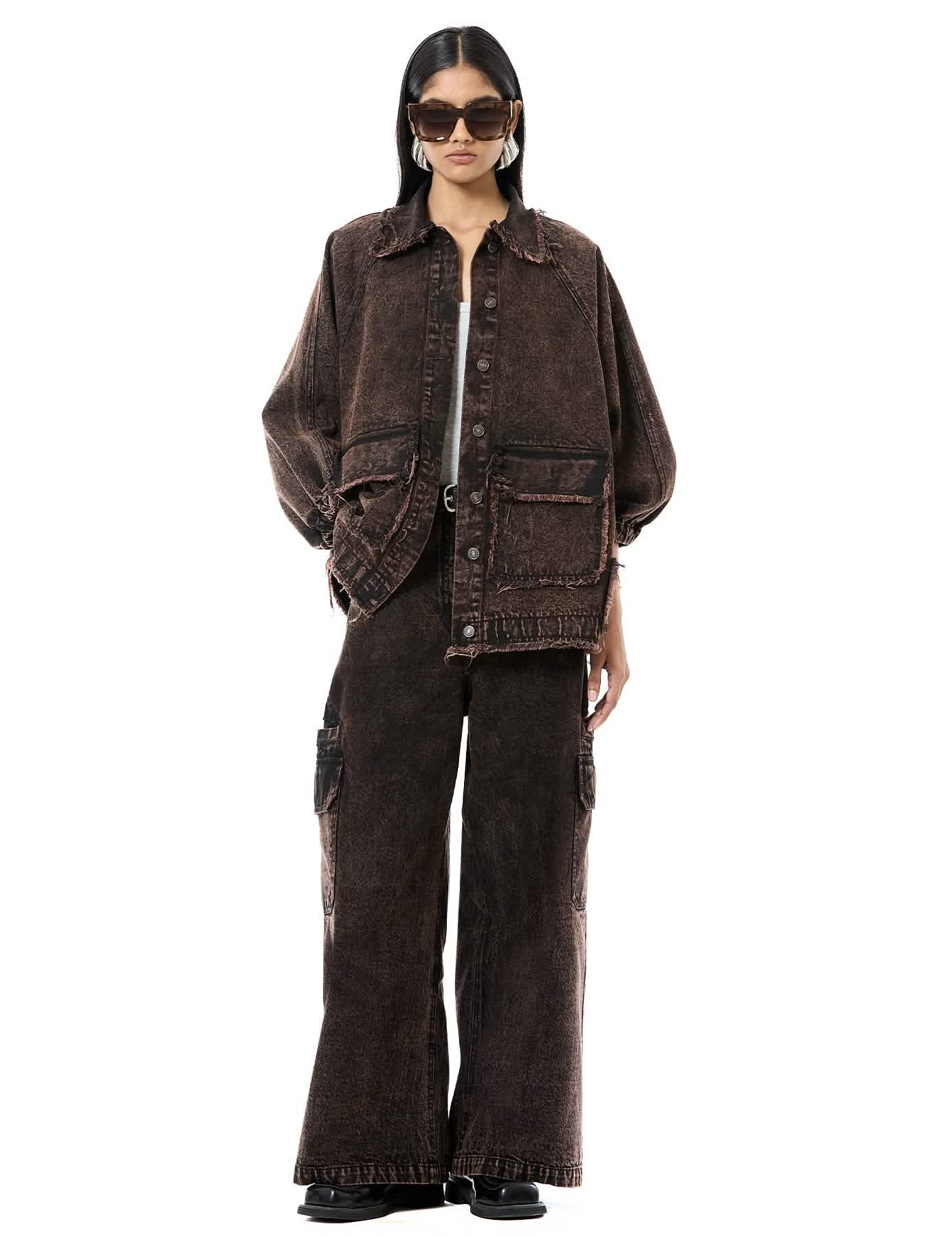 Raw Edge Denim Shacket