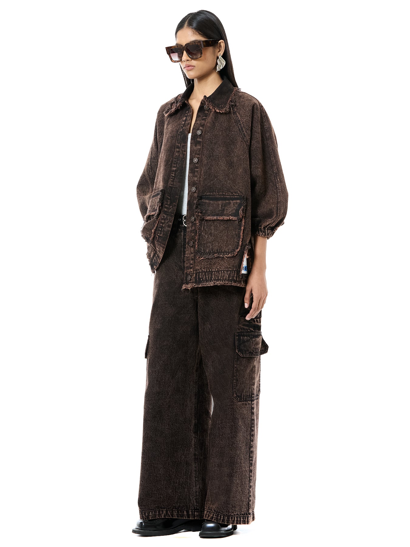 Raw Edge Denim Shacket