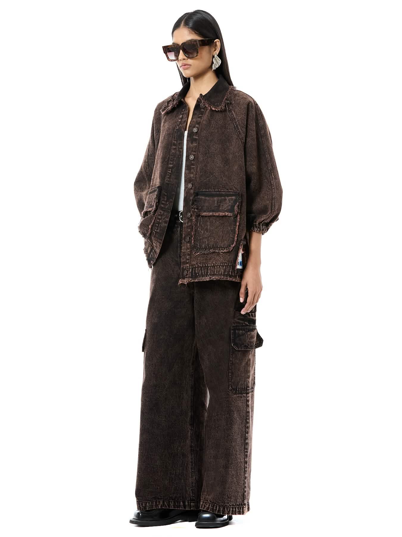 Raw Edge Denim Shacket