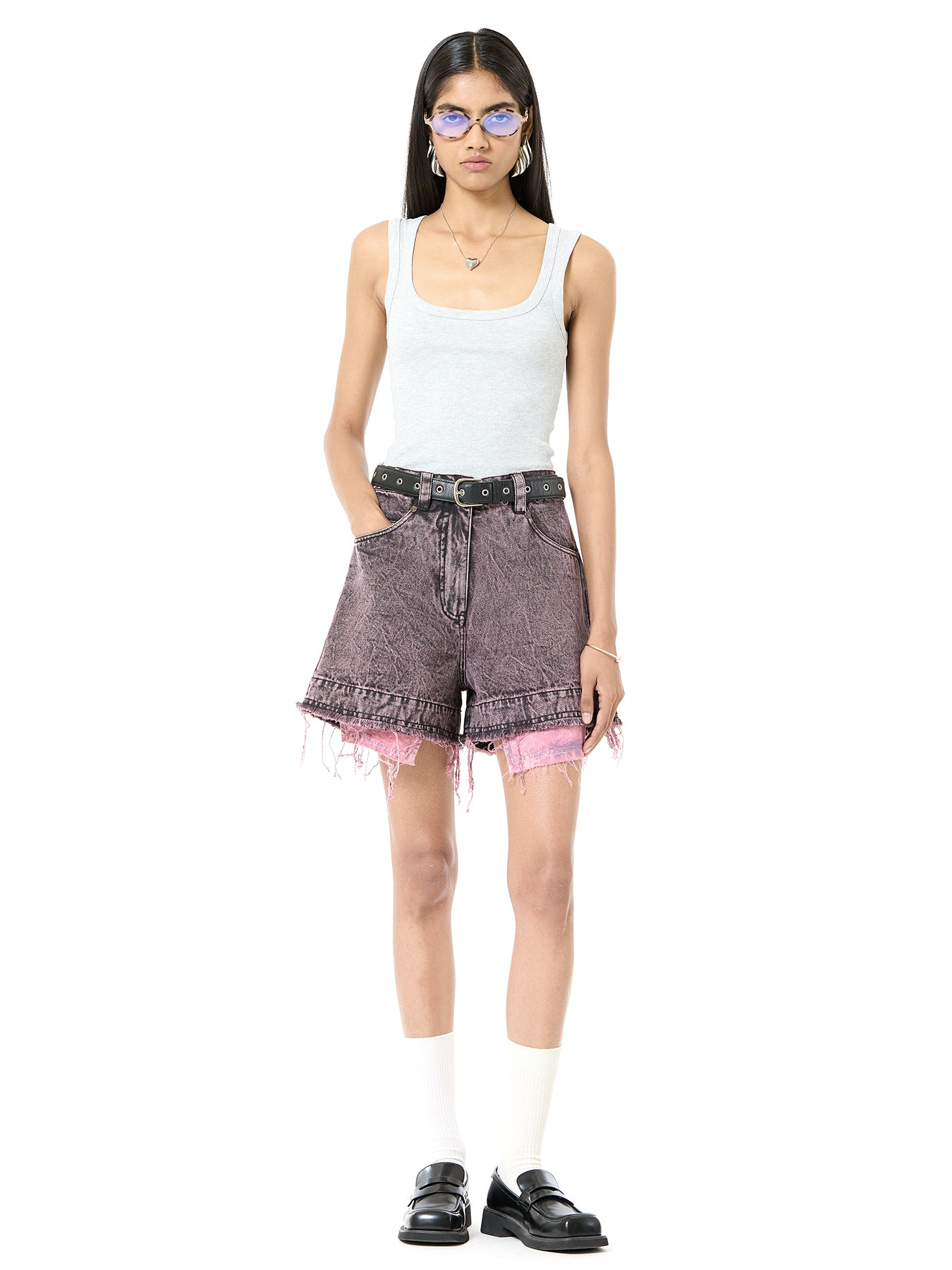 Raw Edge Denim Shorts