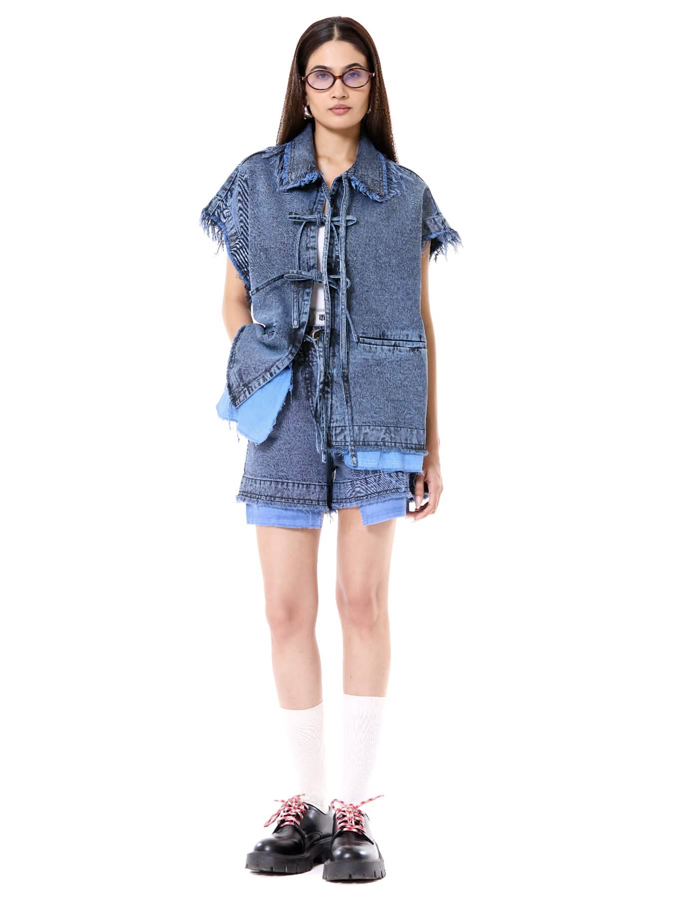 Raw Edge Tie-up Vest