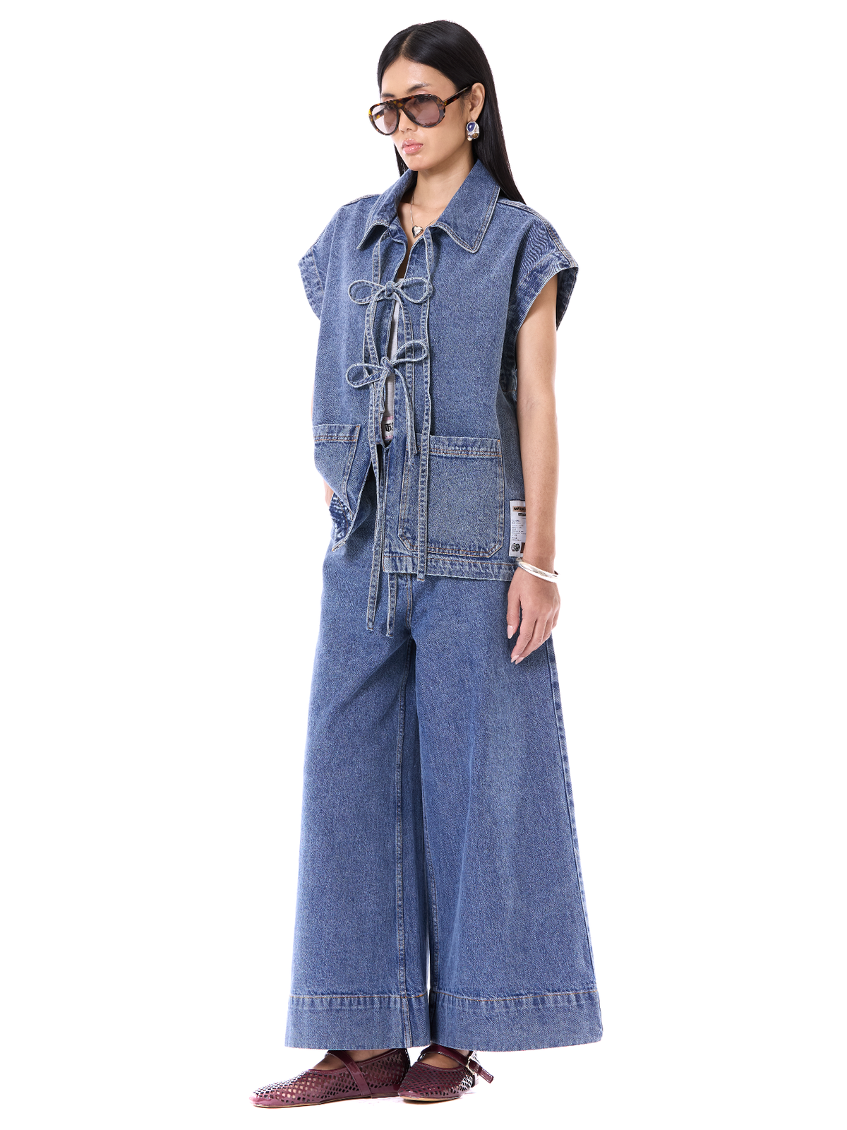 Distressed Tie-up Vest