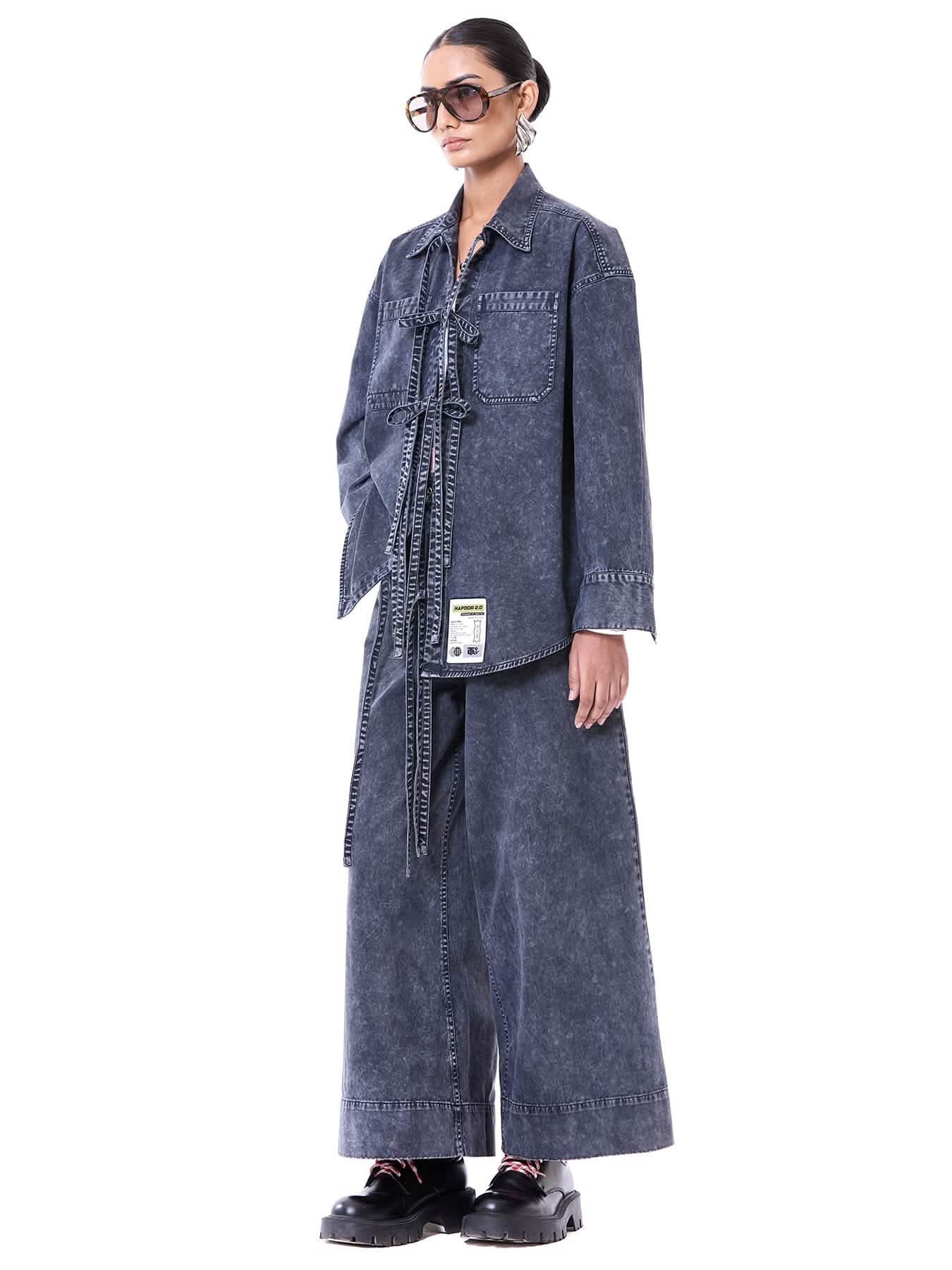 Washed Tie-up Shacket