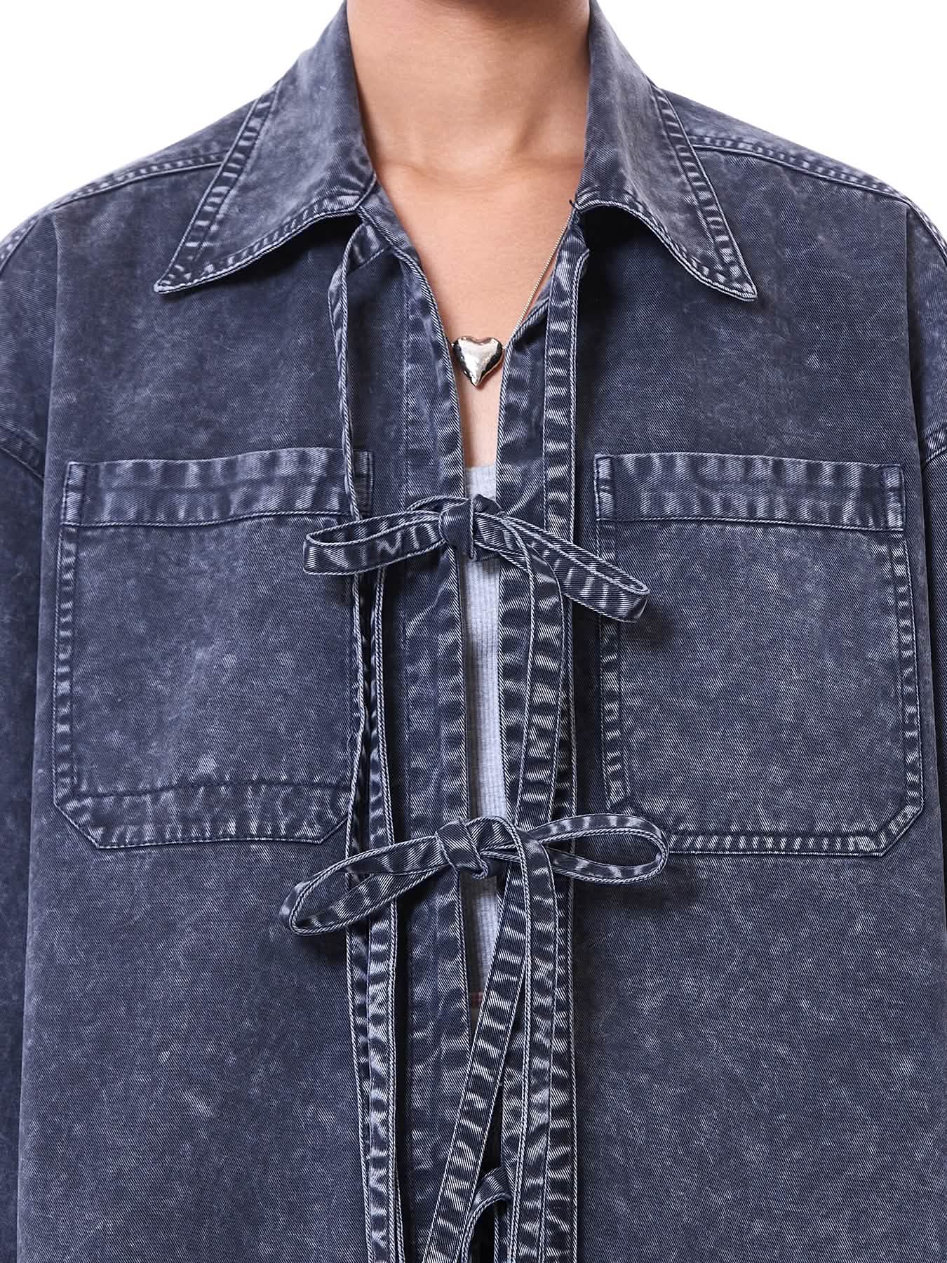 Washed Tie-up Shacket