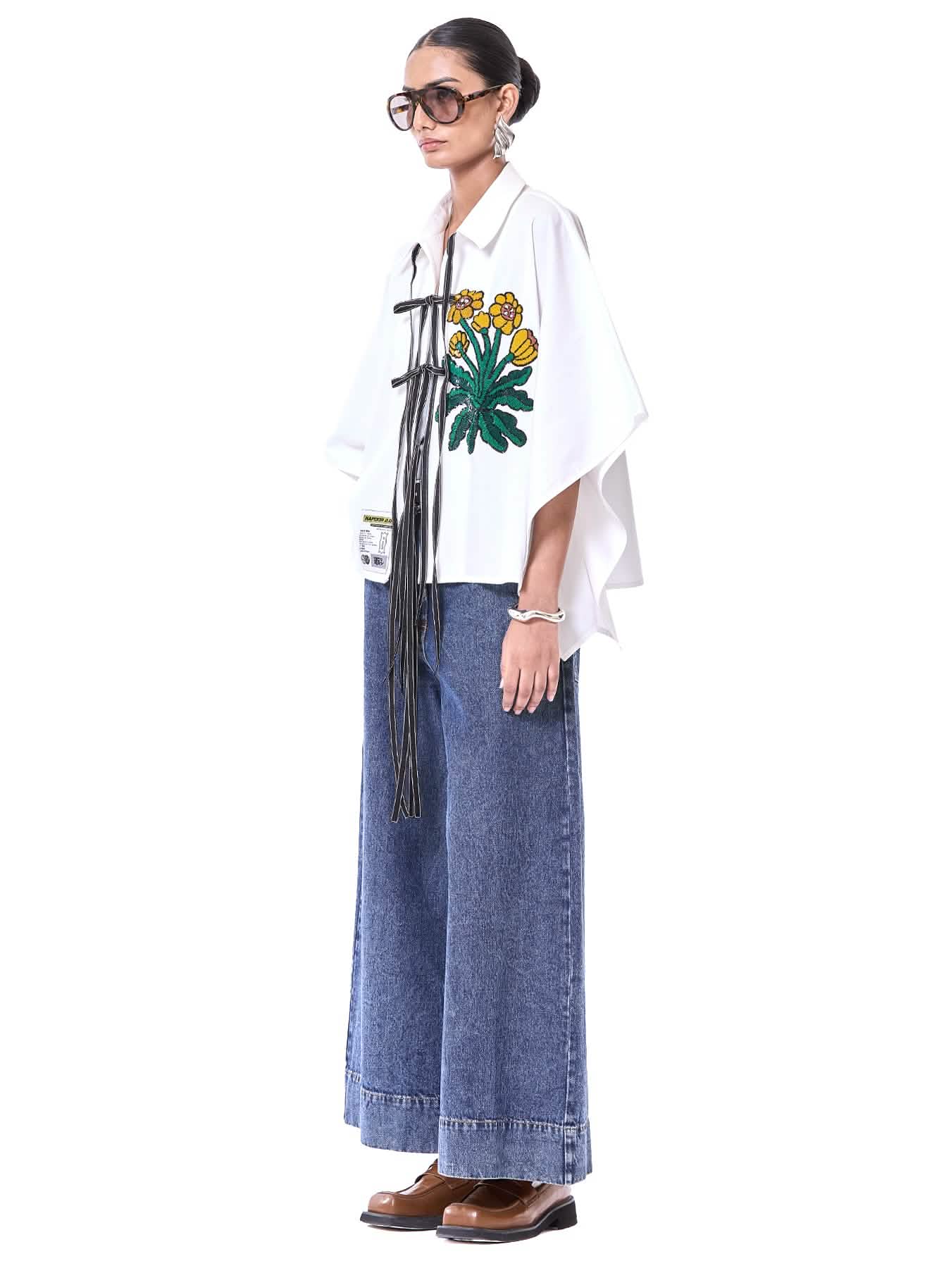 Embroidered Kaftan Tie-up Shirt