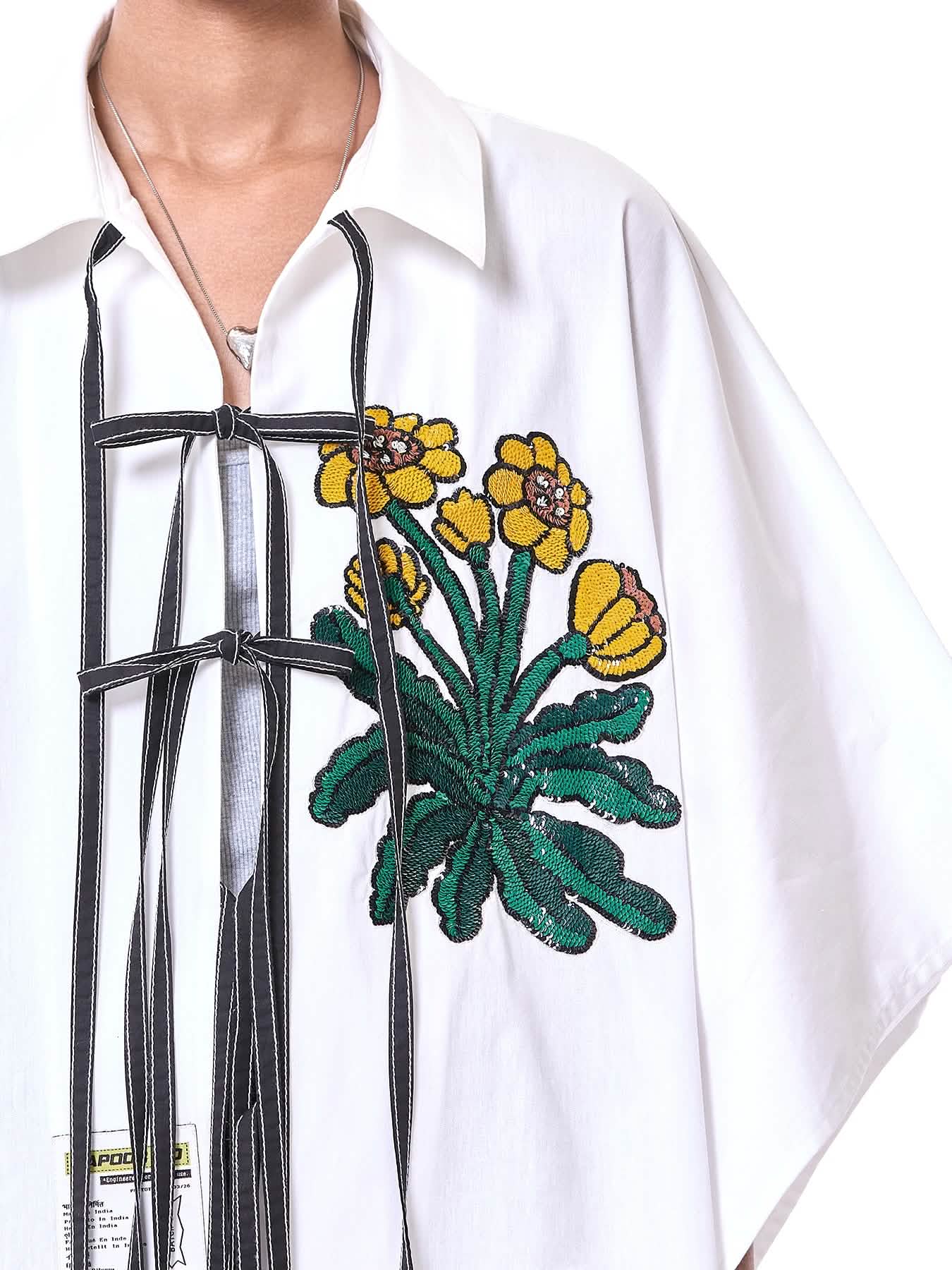 Embroidered Kaftan Tie-up Shirt