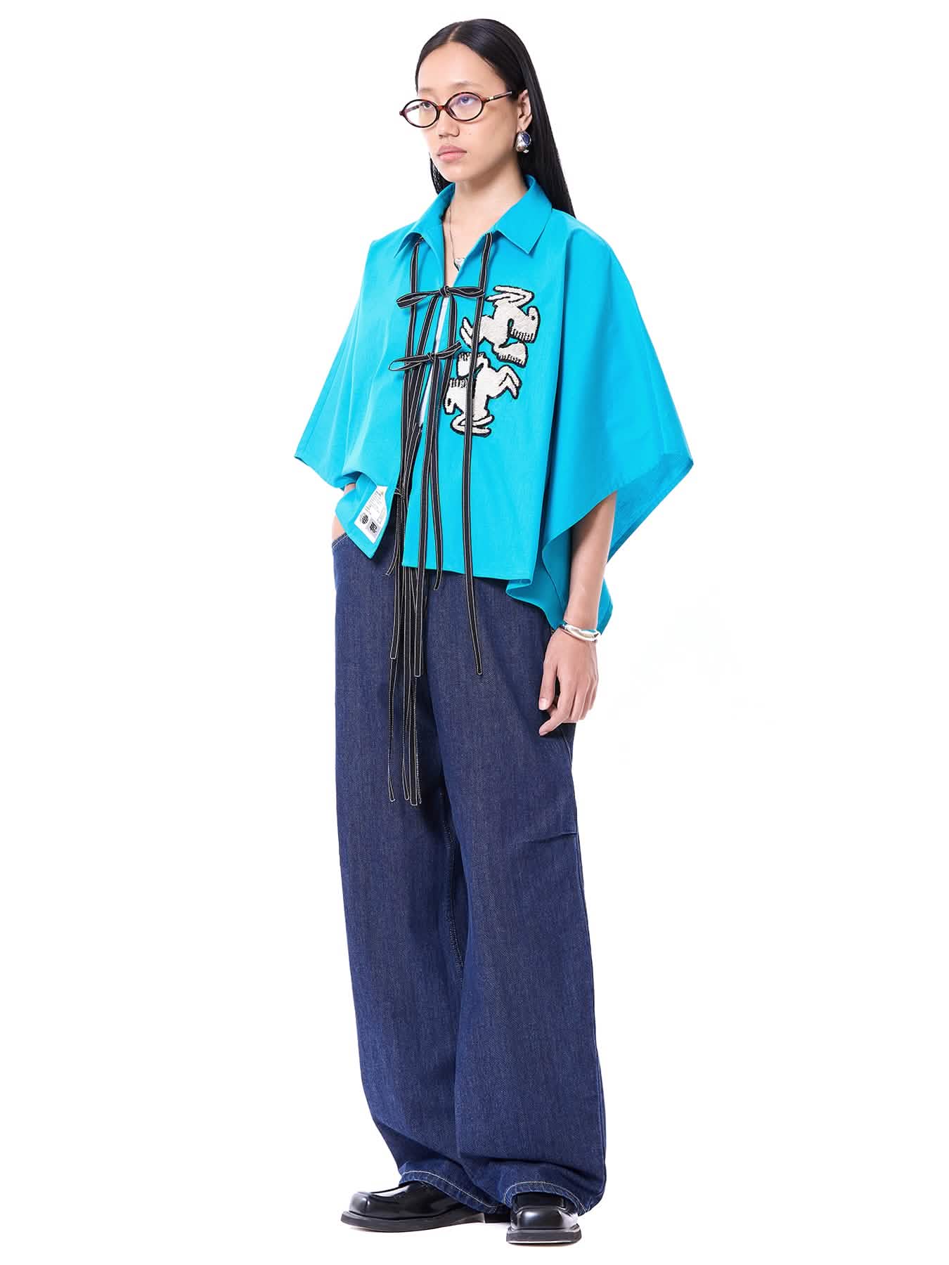 Embroidered Kaftan Tie-up Shirt