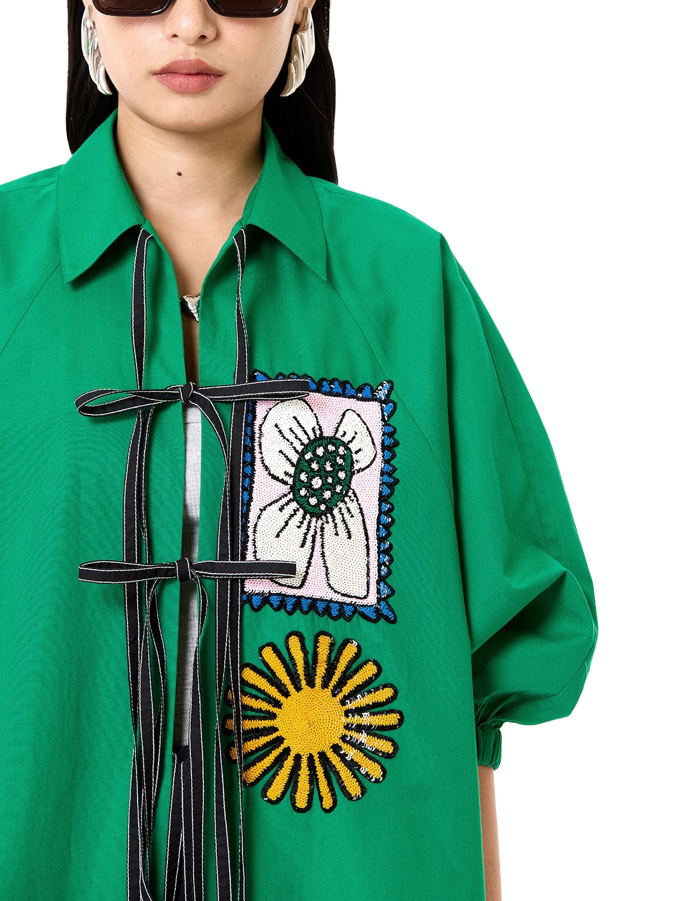 Embroidered Wing Tie-up Shirt