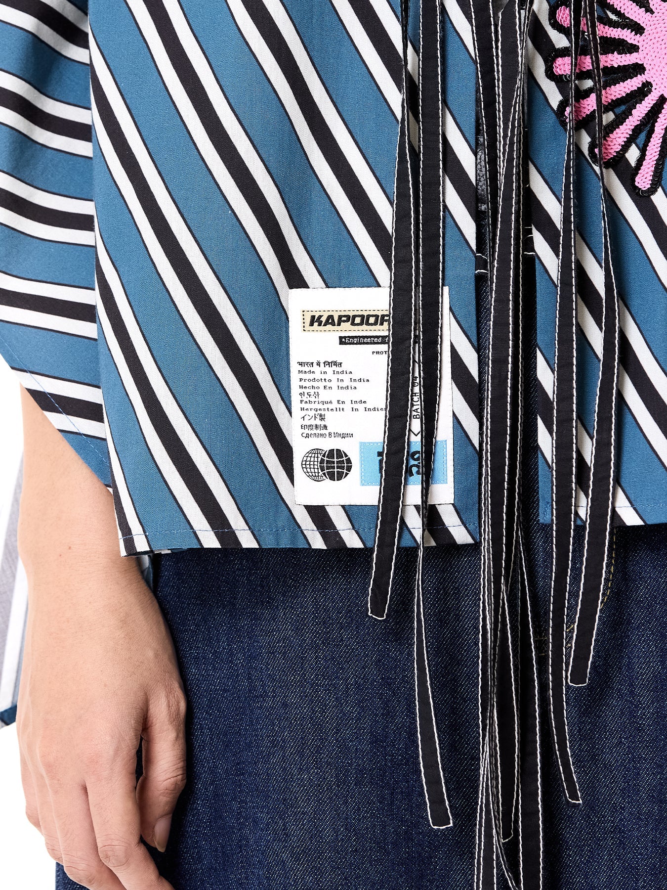 Embroidered Kaftan Tie-up Shirt