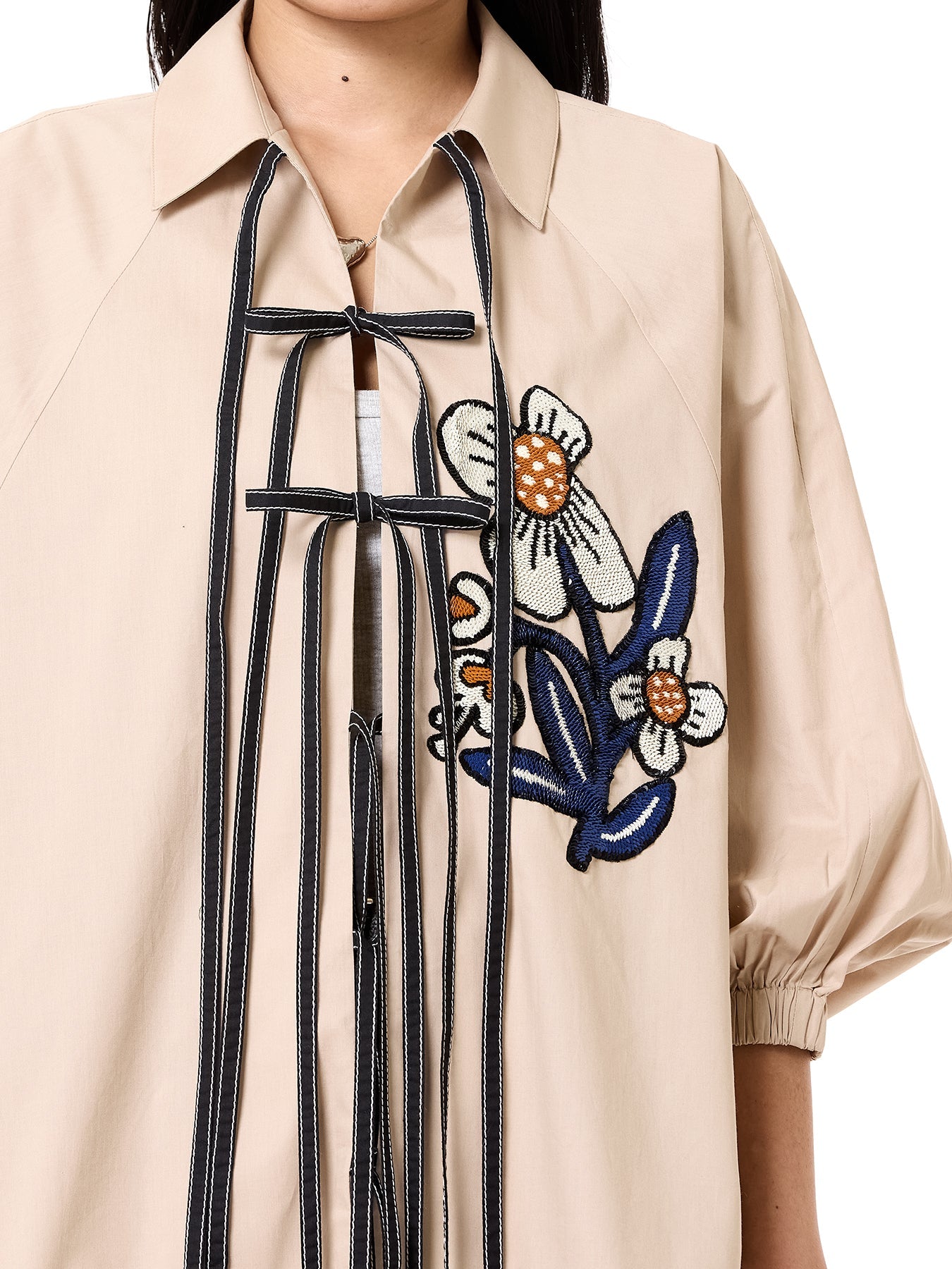 Embroidered Wing Tie-up Shirt