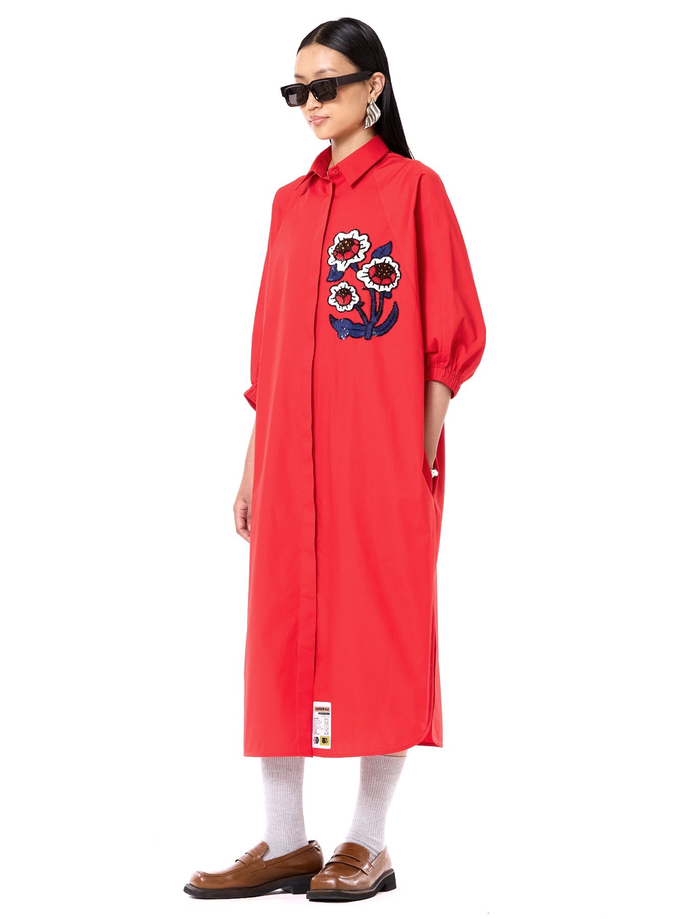 Embroidered Wing Shirt Dress
