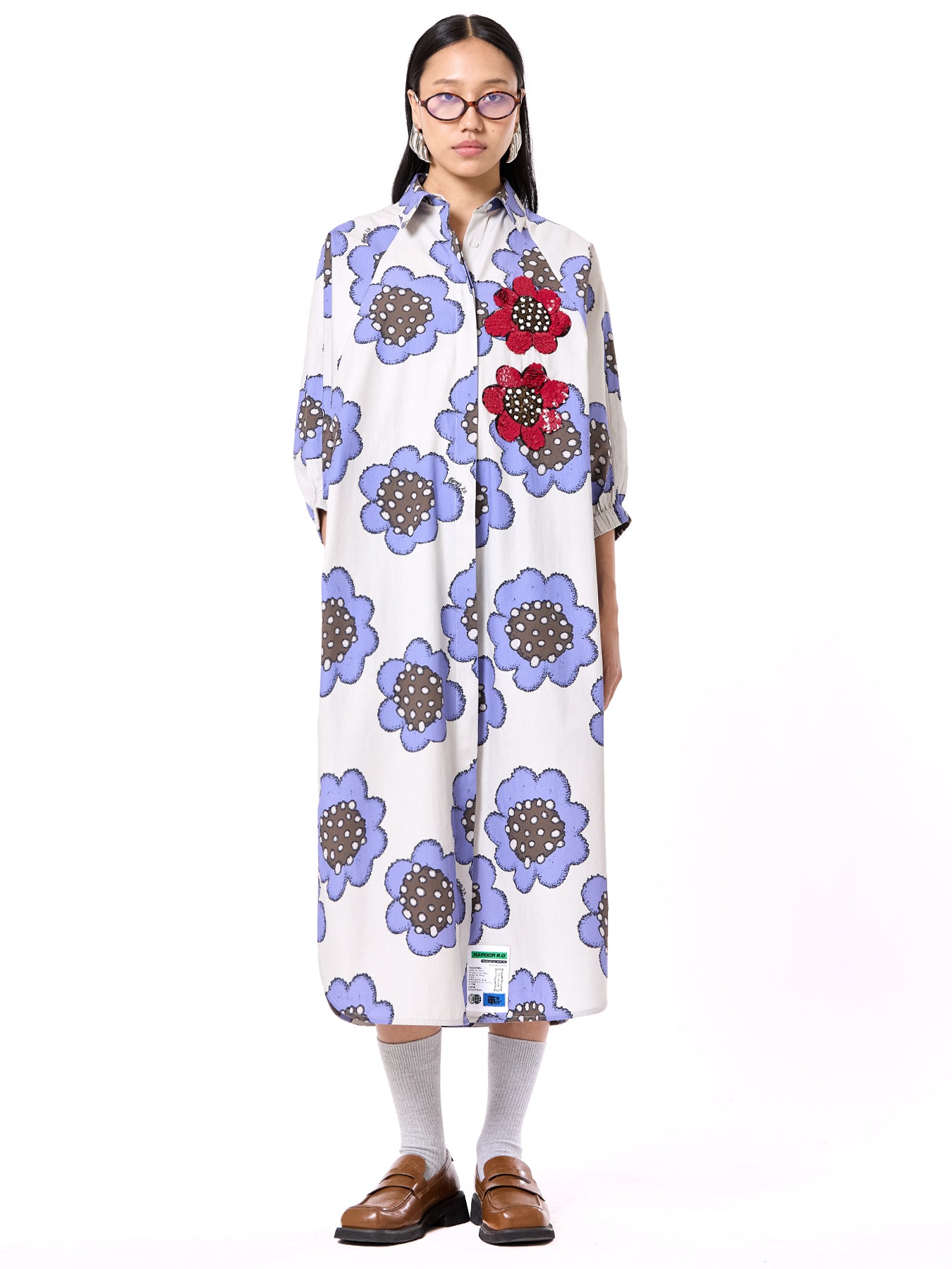 Embroidered Wing Shirt Dress