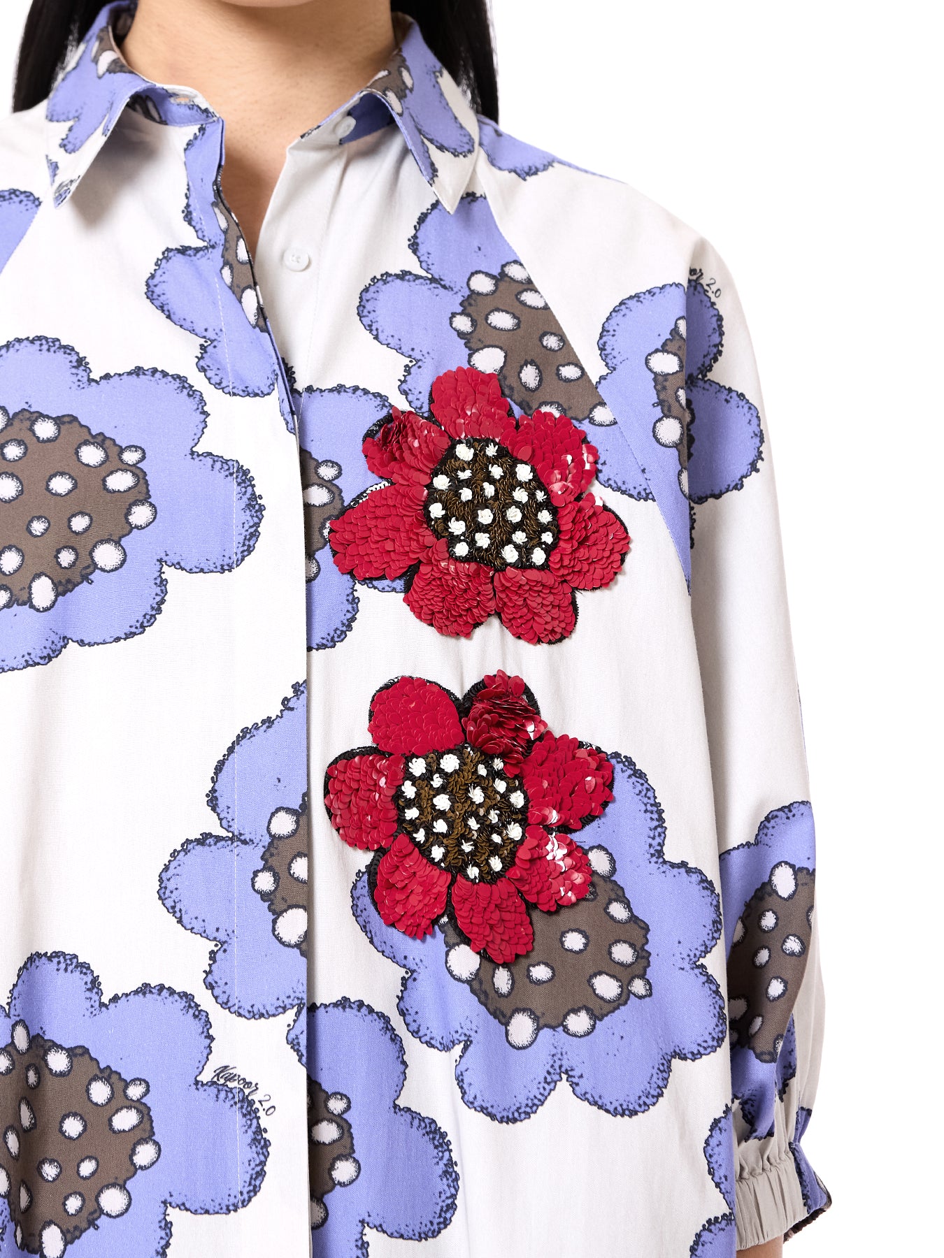 Embroidered Wing Shirt Dress