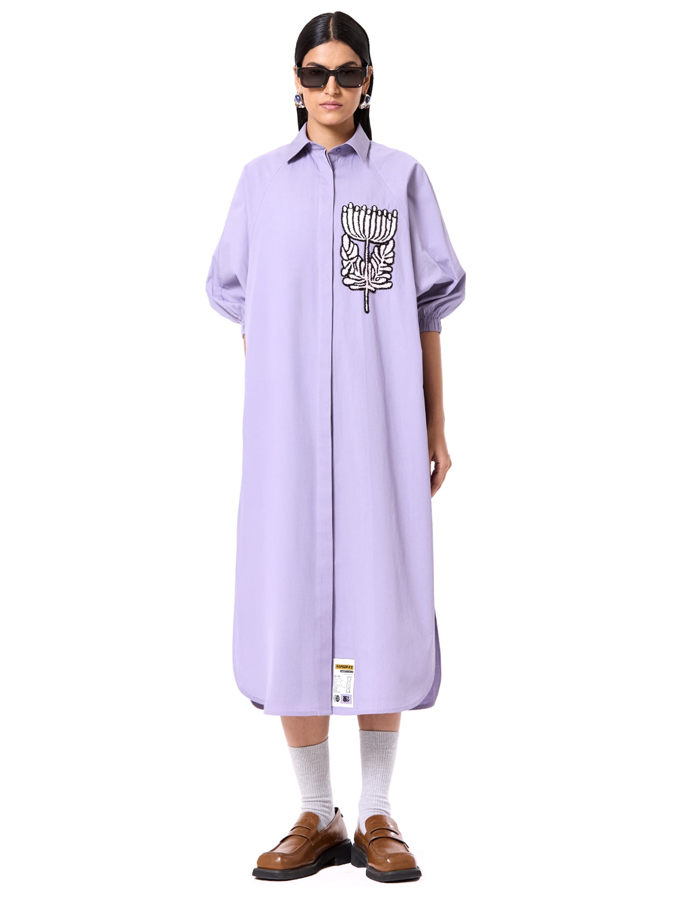 Embroidered Wing Shirt Dress