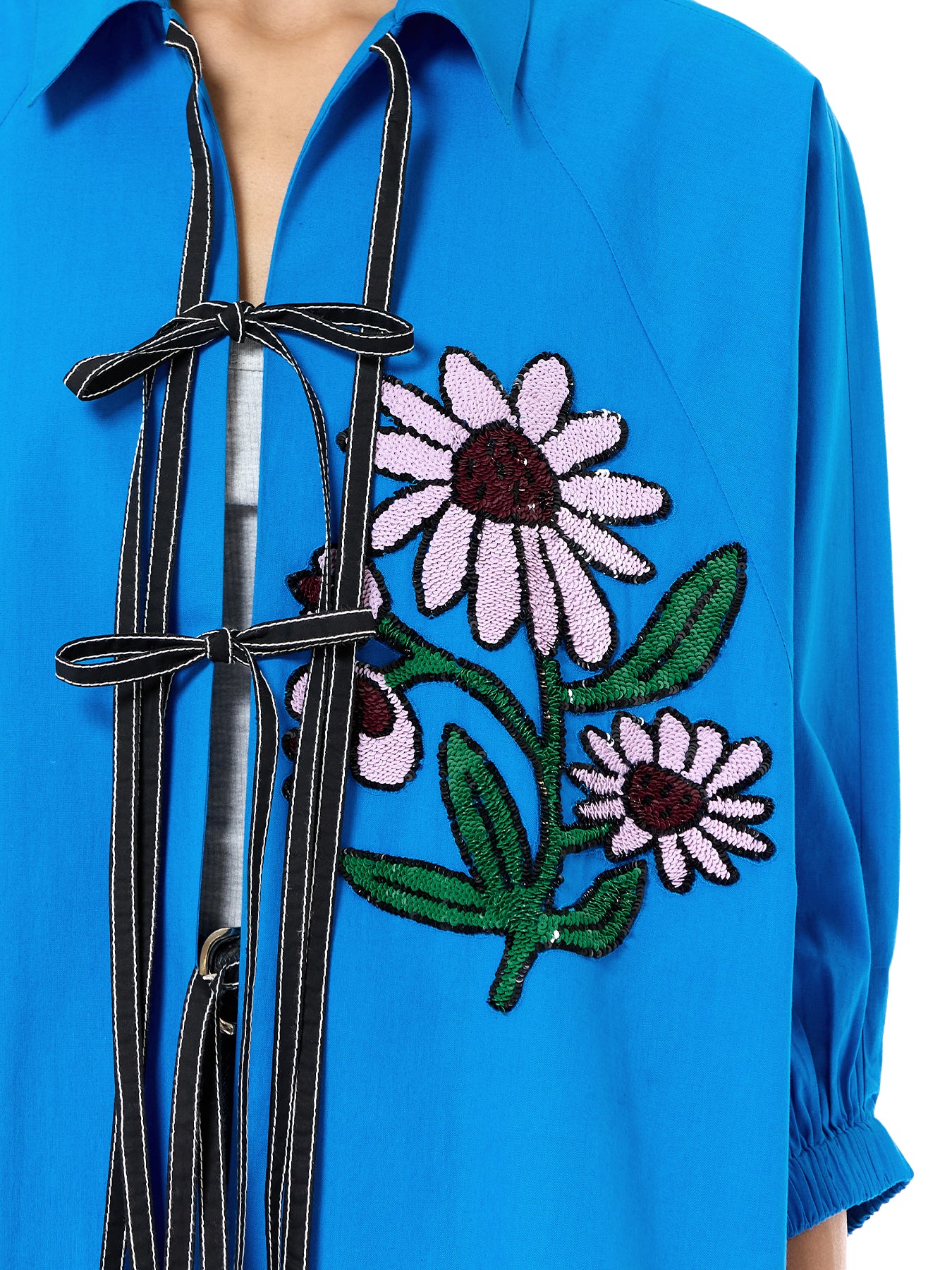 Embroidered Wing Tie-up Shirt