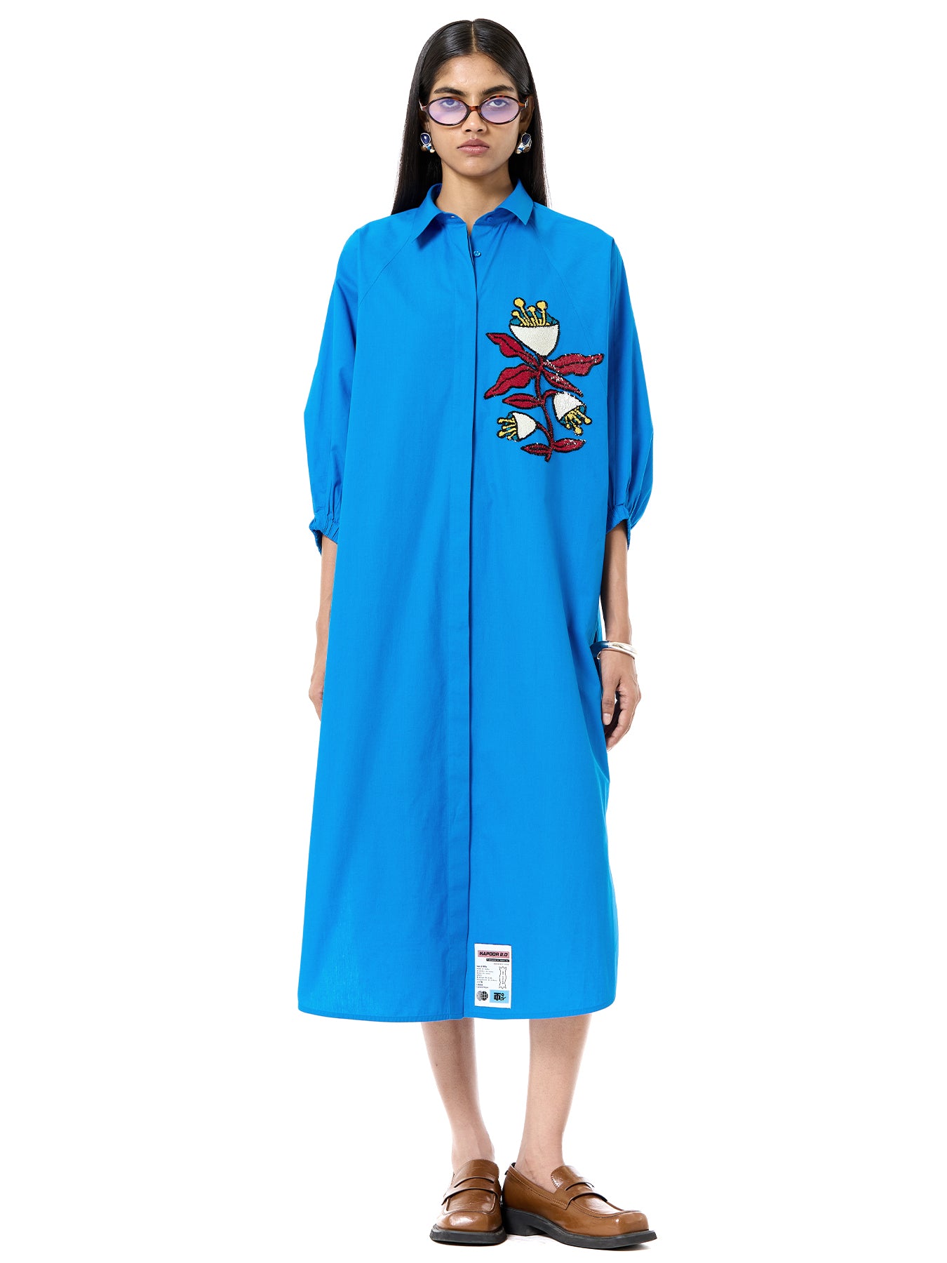 Embroidered Wing Shirt Dress
