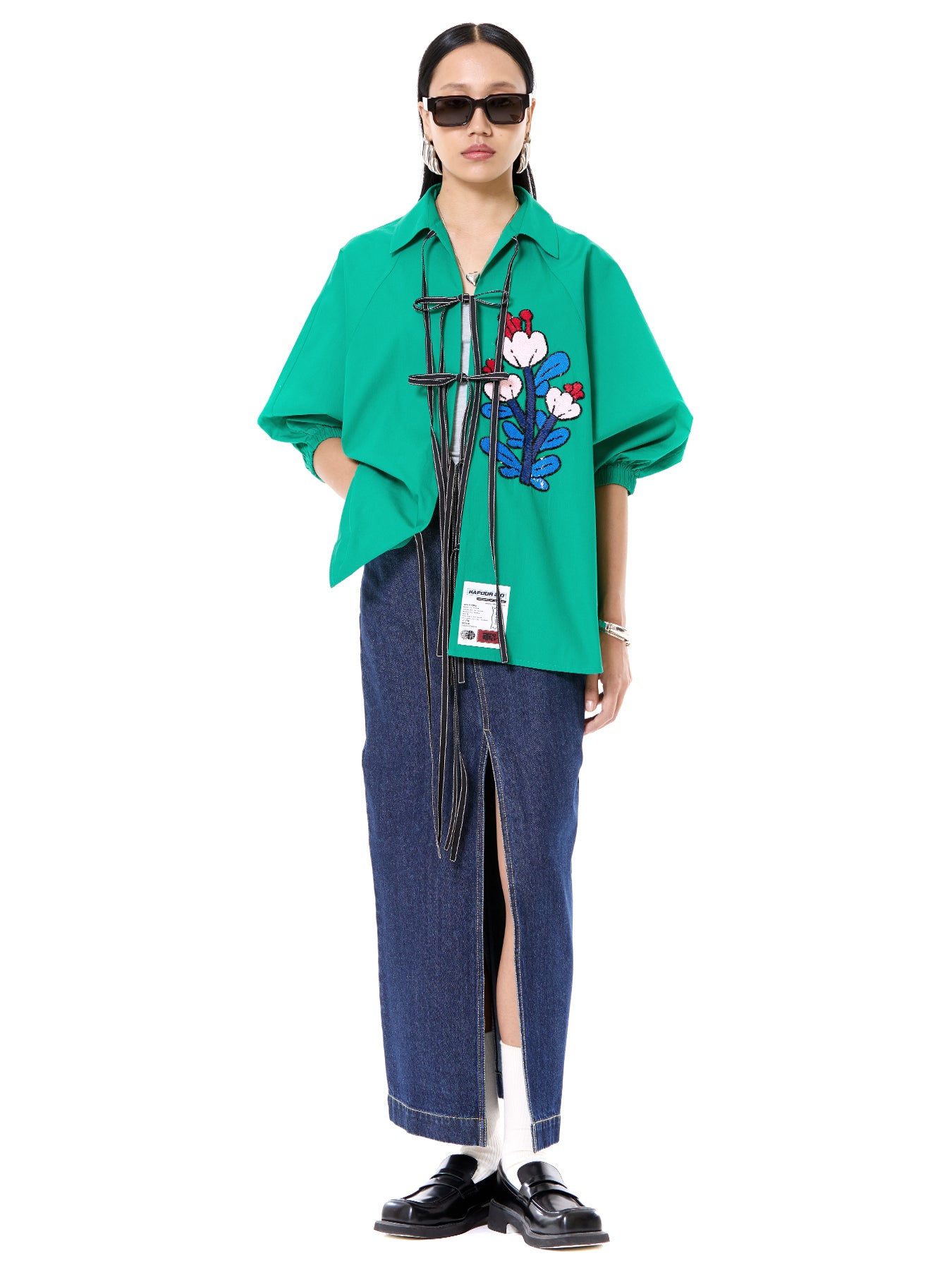 Embroidered Wing Tie-up Shirt