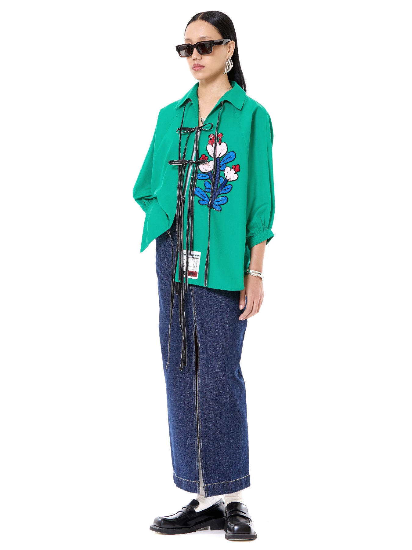 Embroidered Wing Tie-up Shirt