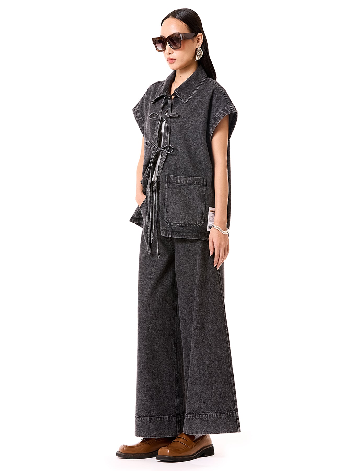 Distressed Tie-up Vest