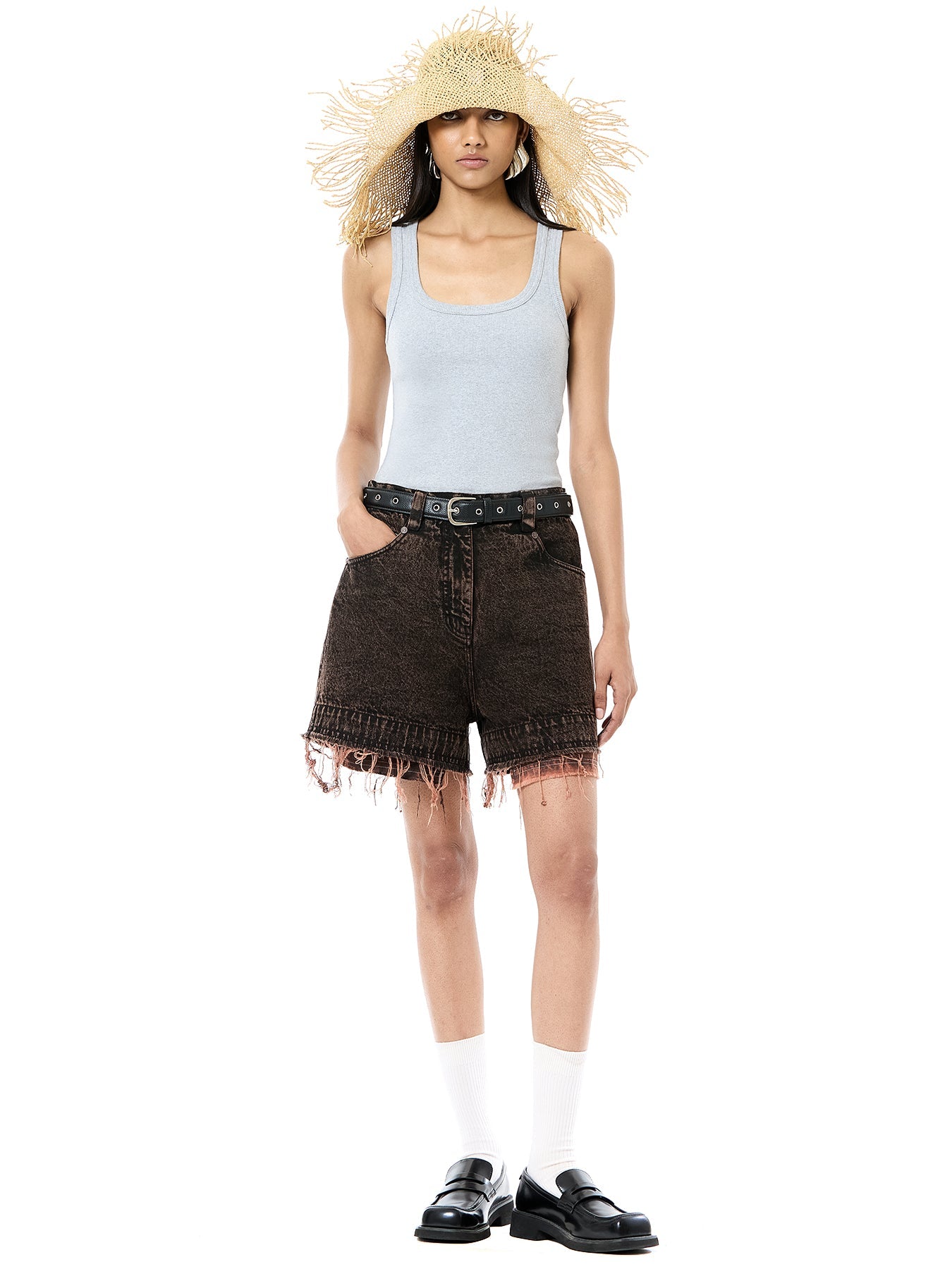 Raw Edge Denim Shorts